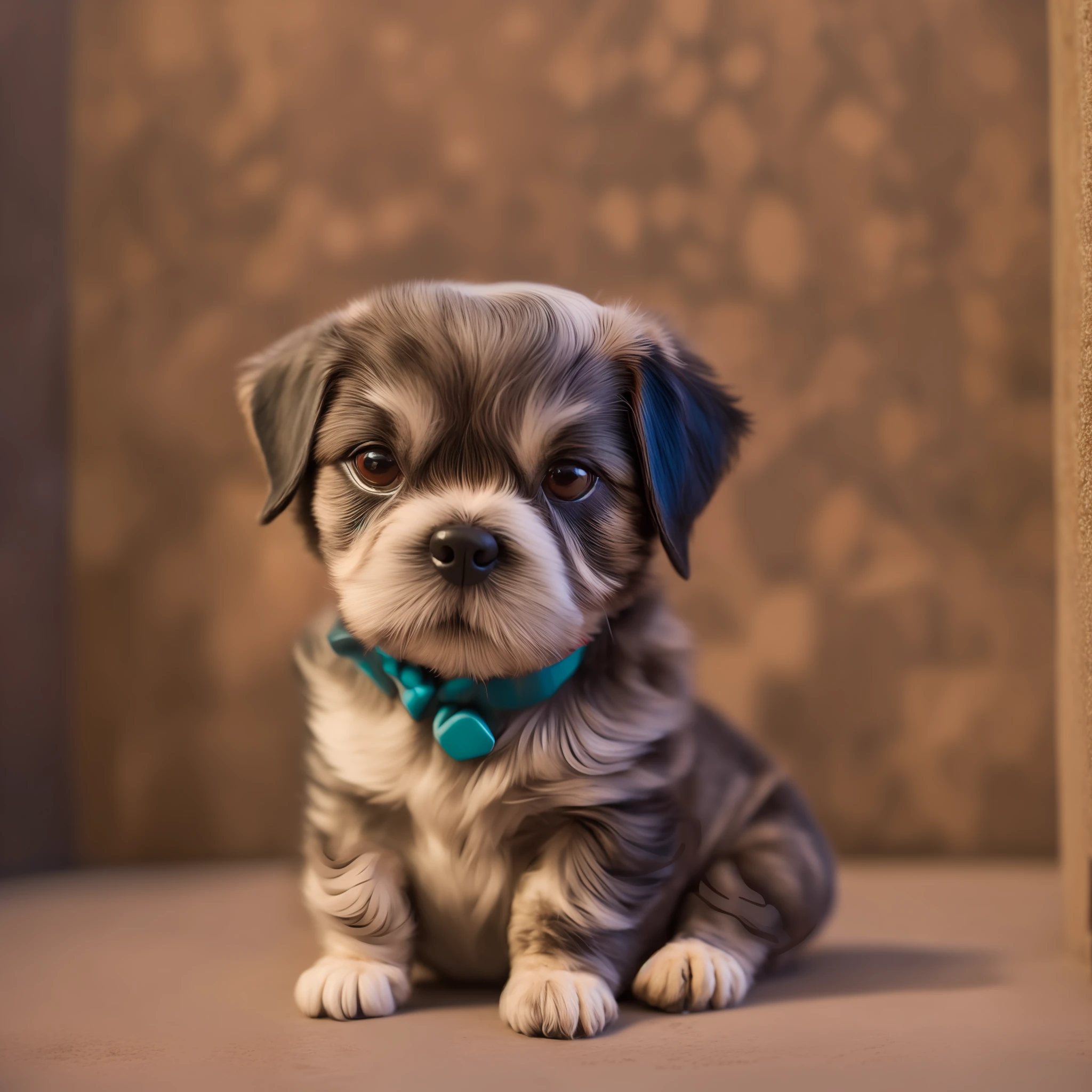 Cachorro pequeno cor caramelo com partes brancas coleira vermelha pelos curtos e lisos Cartoon pixar 8k uhd -- v5 --auto --s2