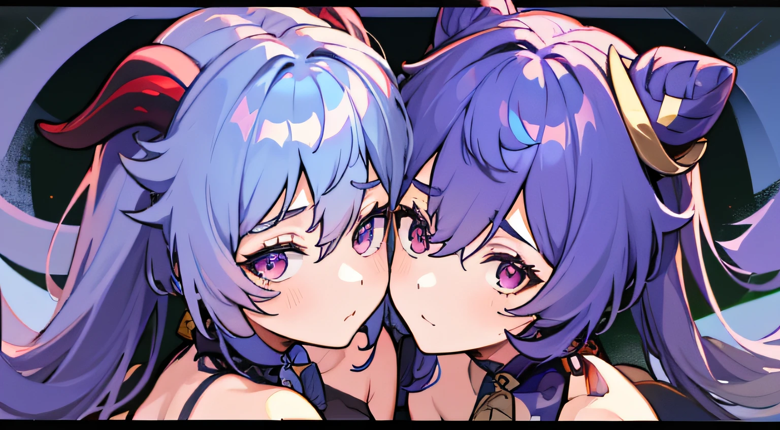 , , (2 Girls 1.4), (1st party using lora1 Keqing Genshin Effects), (The 2nd person uses lora2 Ganyu Genshin has two horns......................)Two women were sitting on the floor and one was holding a knife in hand............................, One woman carries another woman............................, Sit with your wrists together............................, Two beautiful girls in love, Two women............................, Lesbian Art, Homosexual girl groups, Handshake, vector art illustration, flat illustration, Flat shading illustration, Lie down with your wrists together............................, two girls, lesbian, Embrace Lesbians,(2:Girls together.............................), (NSTDA.:1.2), (10, beste-Qualit, master-piece: 1.4), ultra-high resolution, (lifelike, photorealistic portrait: 1.48), 25 years old, Cute Girl, (See through the bikini beetle), Famous Japanese actors, beautiful clear eyes, G Cup Big Breasts, Head tilt., cowboy shot, from the side, looking at the audience, expressionless, Beautiful lake, Zeiss 150mm F/ 2.8 Hasselblad, Around the lake there are high mountains surrounded by striped mountains..............................., Whole body, foot, Ultra-Wide Angle, The backyard is a beautiful sea................................................................................. ,