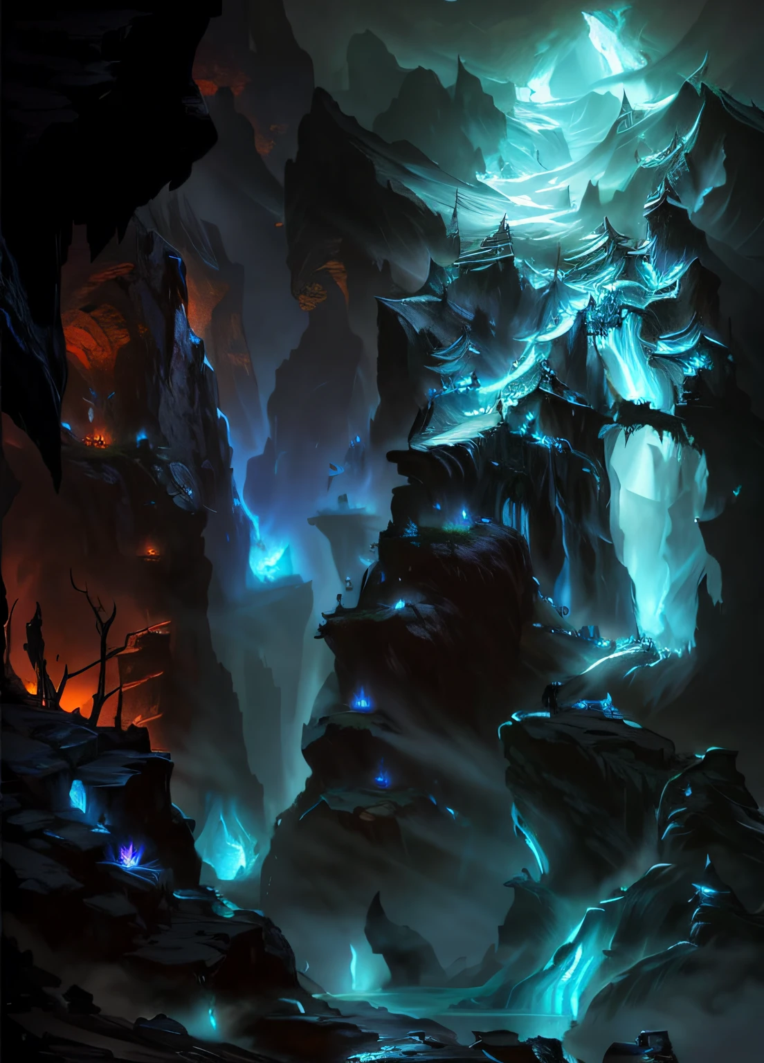 Painting of a man sitting on a rock in a dark cave, highly detailed fantasy art, High quality digital concept art, Detailed digital 2D fantasy art, dota! matte painting concept art, dota matte painting concept art, detailed fantasy digital art, detailed fantasy art, 2. 5 D CGI anime fantasy artwork, epic fantasy artwork, dark fantasy style art