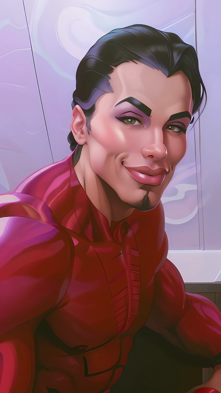 a close up of a cartoon of a man, a human-like juicy peach, 90s comic book character design, full color digital illustration, portrait of modern darna, comic pinup style, full color illustration, cartoon artstyle, gyro zeppeli, in style of monkeybone, anime style, official artwork, by Eddie Mendoza