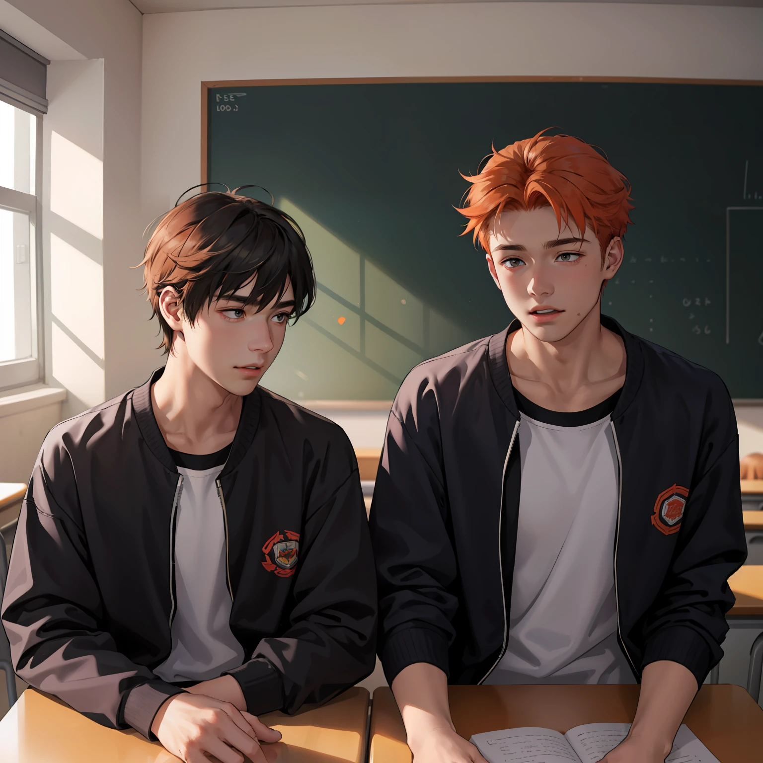 Two -yeld ore-haired teenage friends chatting at school share a secret that they're almost friends with siblings... (usar los mismo personajes)