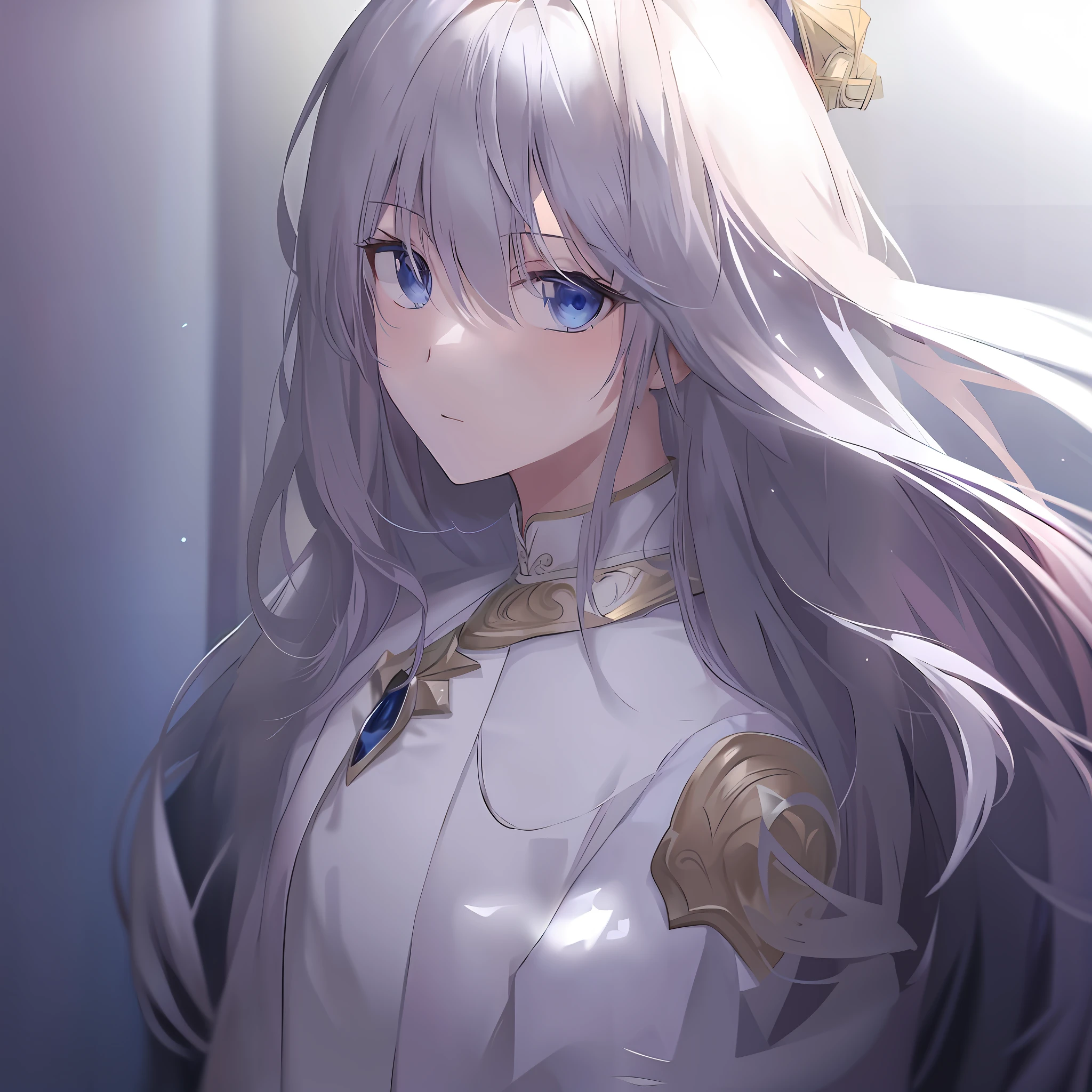 Anime, A woman in a white dress with long hair and blue eyes, Portrait Chevaliers du Zodiaque Fille, white-haired god, anime visual of a cute girl, anime style like fate/stay night, Smooth anime CG art, ethereal anime, fate grand order, Perfect white haired girl, Anime art wallpaper 8 K, a beautiful anime portrait, Anime character art, female anime character