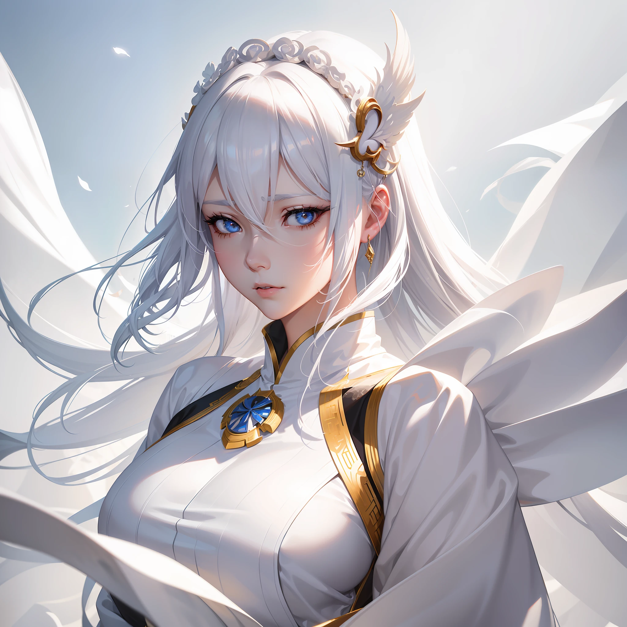 a close up of a woman with white hair and a white mask, beautiful character painting, guweiz, artwork in the style of guweiz, white haired deity, by Yang J, epic exquisite character art, stunning character art, by Fan Qi, by Wuzhun Shifan, guweiz on pixiv artstation