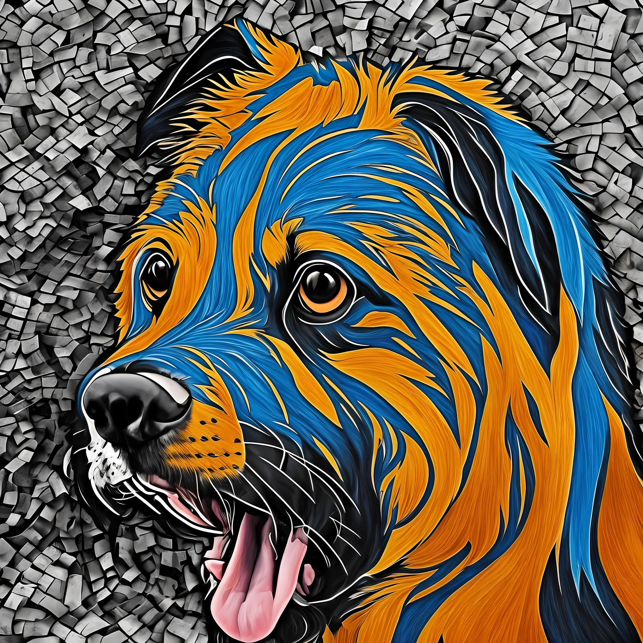 Create a surrealism dog style logo with colors that match black that reference a Pitbull and Labrador --auto --s2