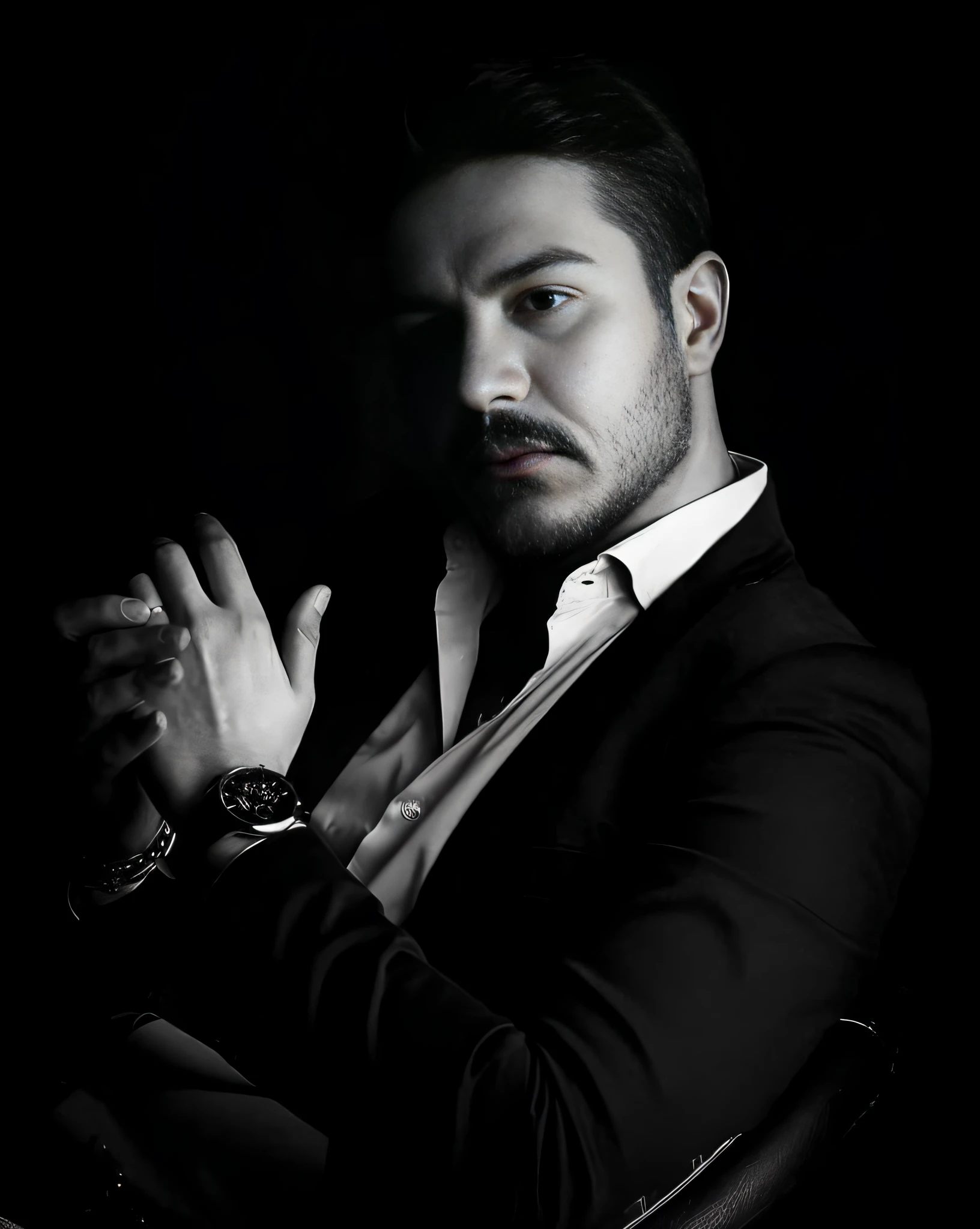 arafed man in a suit and tie sitting in a chair, handsome man, attractive man, handsome and elegant, epic and classy portrait, handsome male, handsome and attractive, promotional portrait, medium shot portrait, inspired by Carlo Mense, man in black suit, photoshoot, by Adam Szentpétery, attractive male