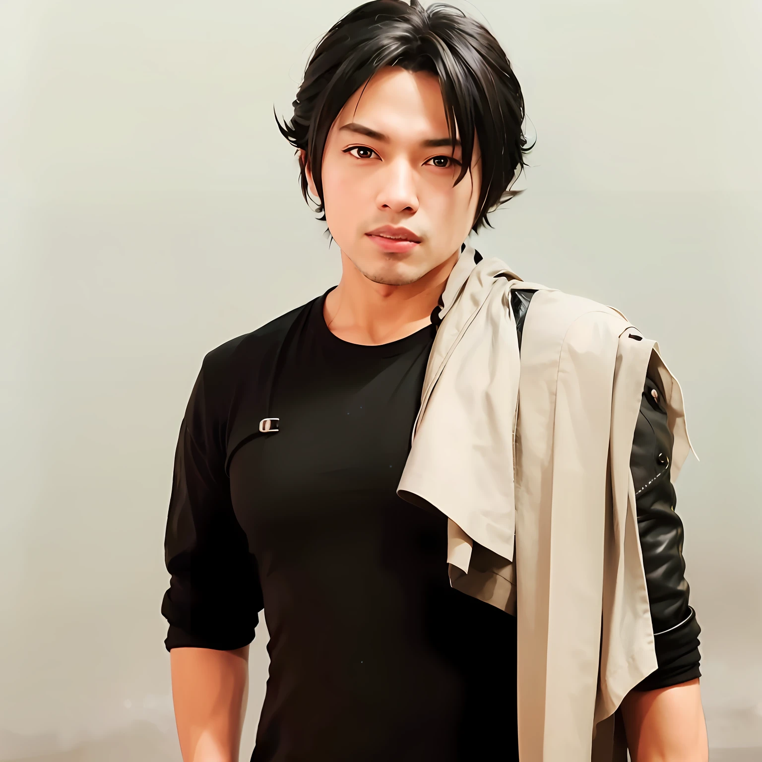 arafed image of a men a black outfit, cloud strife, from final fantasy vii, from final fantasy, from ff7, portrait of cloud strife, final fantasy 7, final fantasy character, ff 7, cloud, final fantasy, final fantasy face, hd remaster, square enix, final-fantasy, remaster, final - fantasy