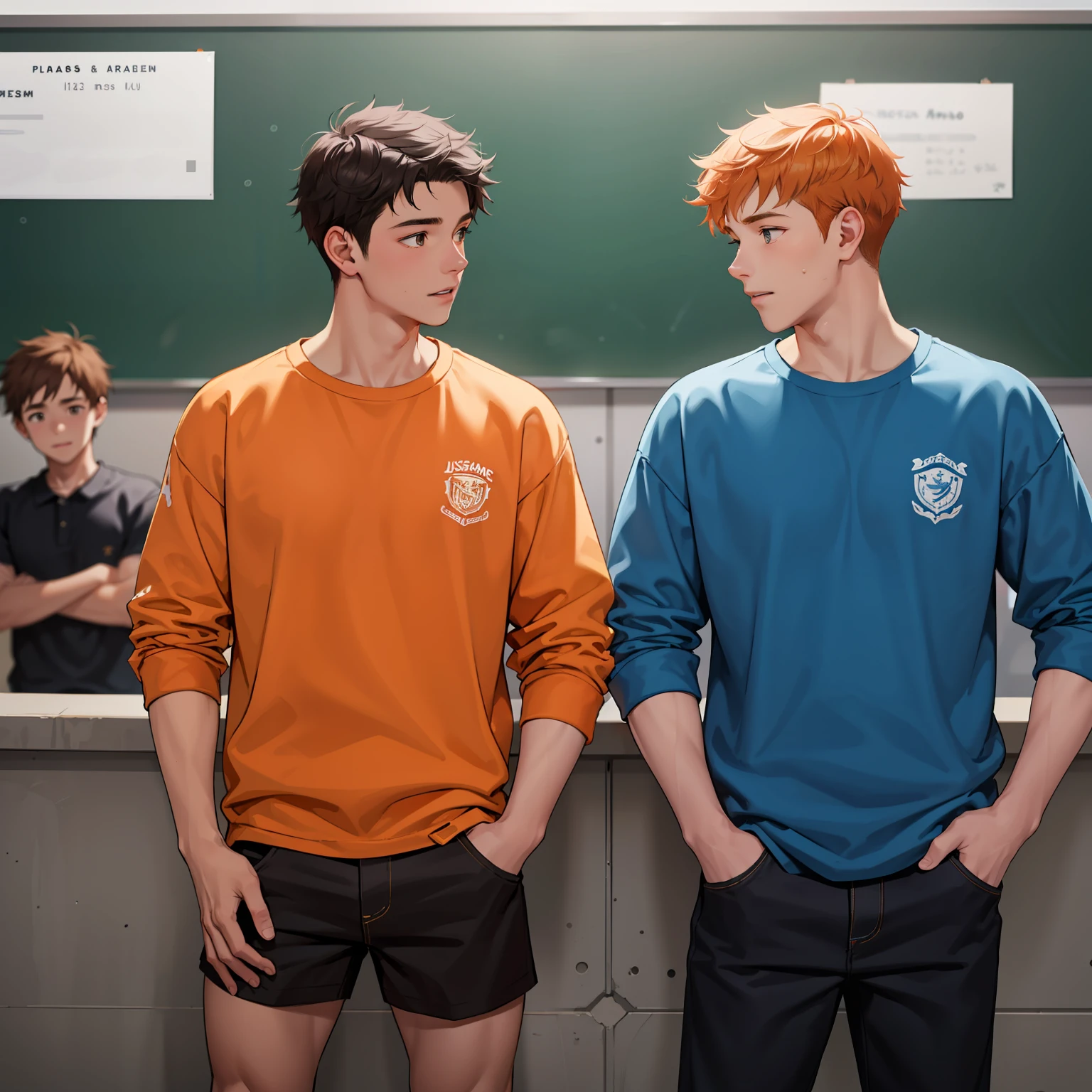 Two -yeld ore-haired teenage friends chatting at school share a secret that they're almost friends with siblings... (usar los mismo personajes)