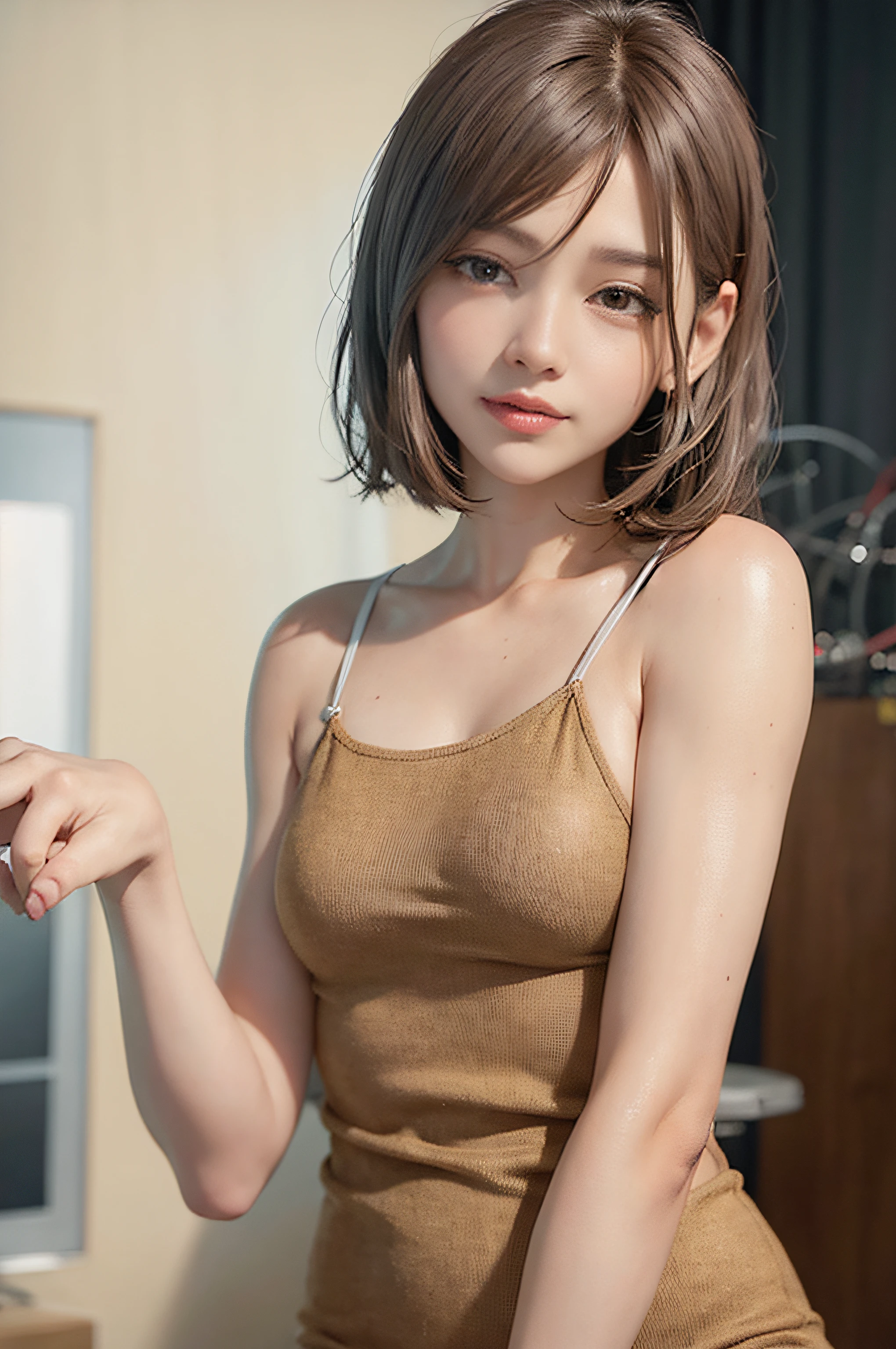 short brown hair,