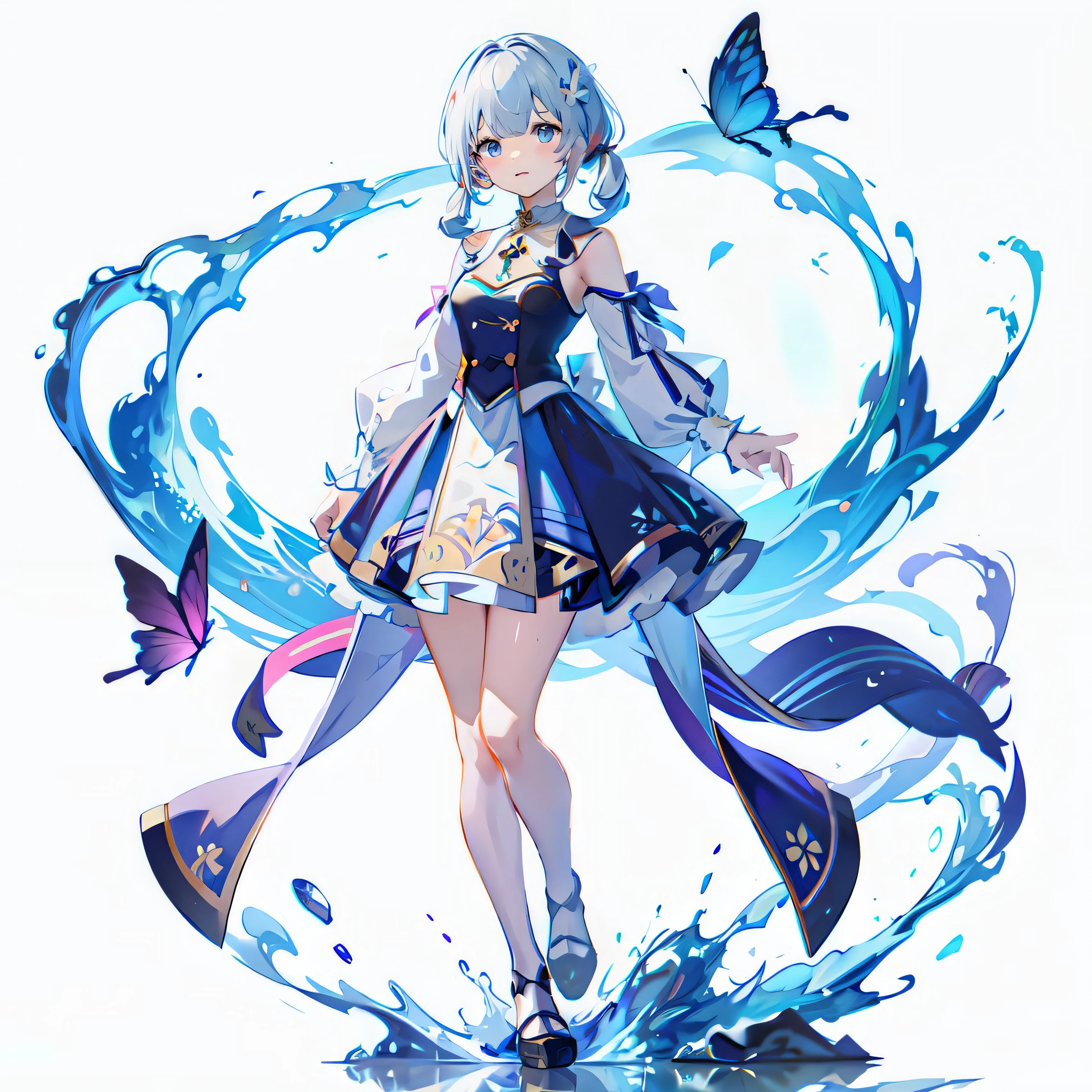 (masterpiece:1.2), best quality, masterpiece , original, extremely detailed wallpaper, (extremely detailed CG:1.2),
[(white background:1.5)::5], isometric, 1 girl, mid shot, (full body:1.2), kamisato ayaka (springbloom missive), kamisato ayaka, official alternate hairstyle, official alternate costume, blunt bangs, butterfly hair ornament, hair flower, blue dress, grey eyes, light blue hair, mole under eye,
mannequin,