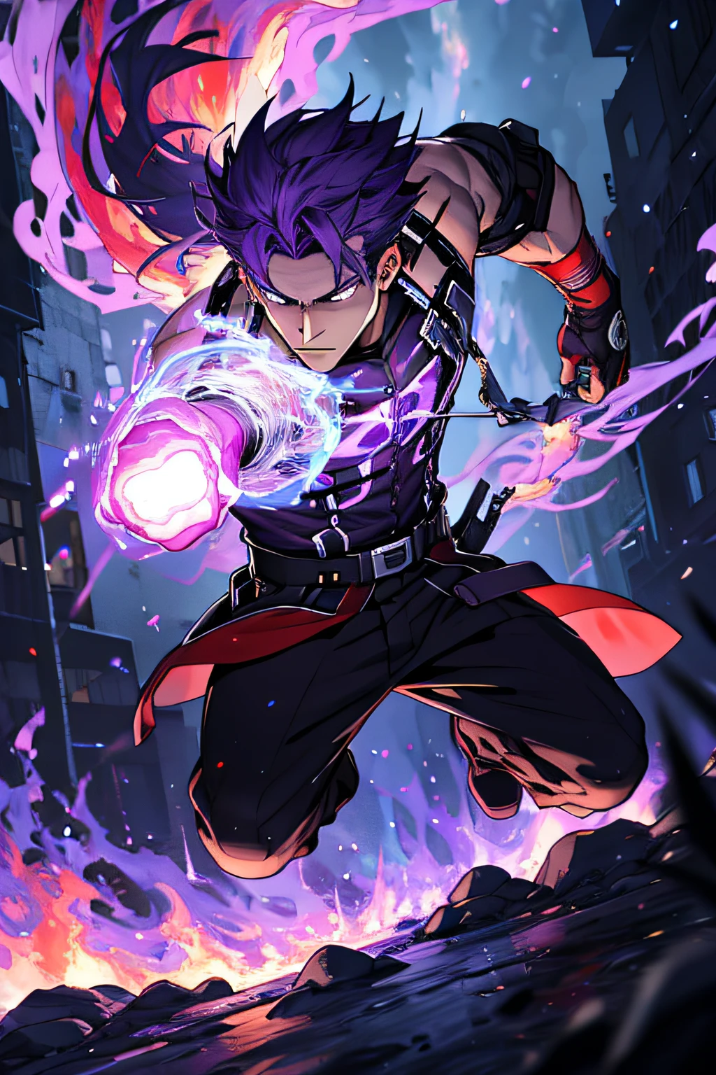 There was a purple fire