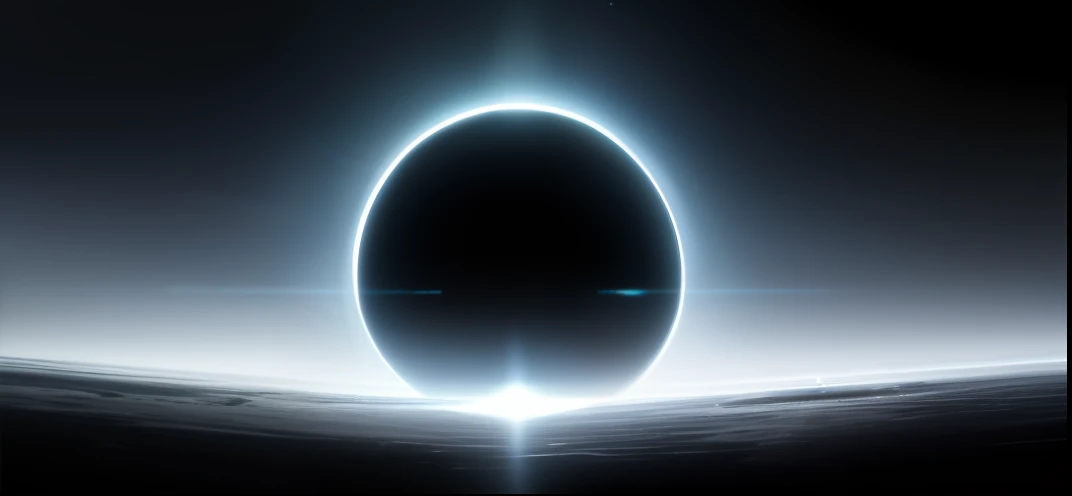 Close-up of the planet in front of the planet, Interstellar halo, The aura is infinite, cinematic opening shot, The aura is infinite!!, cinematic keyframe, Interstellar Origins 100i, cinematic scifi shot, parhelion atmospheric halos, shattered sky cinematic, Halo. rendering by octane, Starcloud. voluminetric lighting