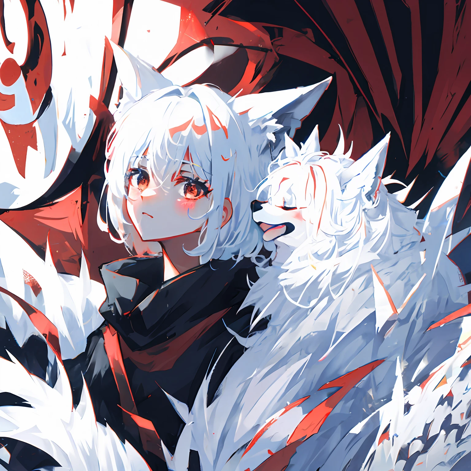 White-haired red-eyed fox girl Lori