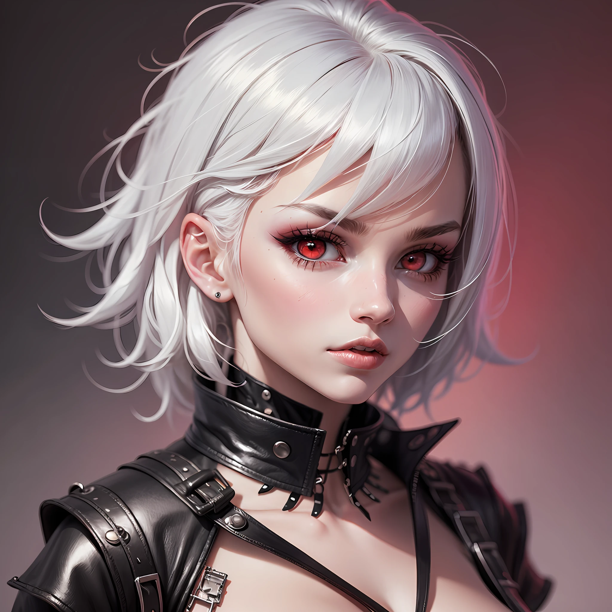 punk aesthetic, white hair, red eyes, female --auto --s2