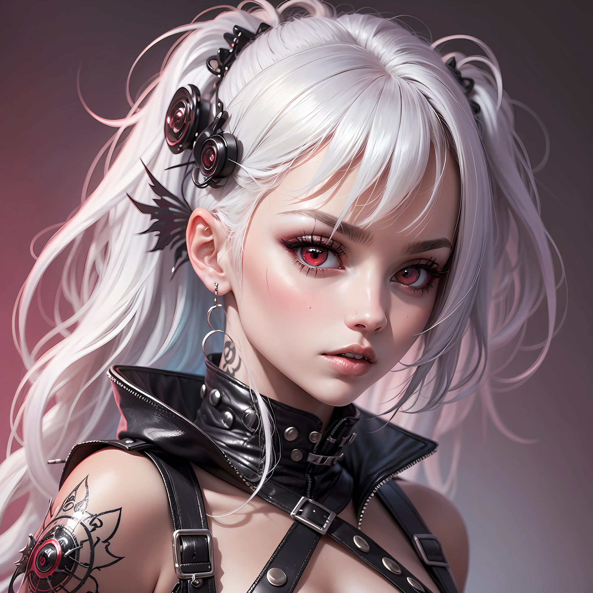punk aesthetic, white hair, red eyes, female --auto --s2