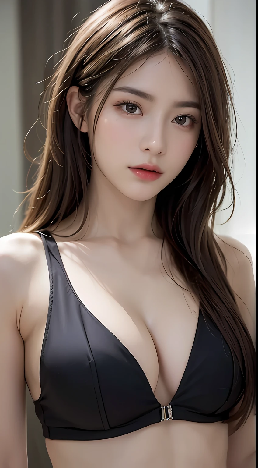 ((Realistic lighting, top quality, 8K, Masterpiece: 1.3)), Clear Focus: 1.2, 1 girl, Perfect Body Beauty: 1.4, Slim Abs: 1.1, ((Dark Brown Hair, Big: 1.3)), (Accelerate: 1.4),  Ultra Slender Face, Fine Eyes, Double Eyelids, Exposed Cleavage Absurdity, Incredibly Absurd, Messy Hair, floating hair,