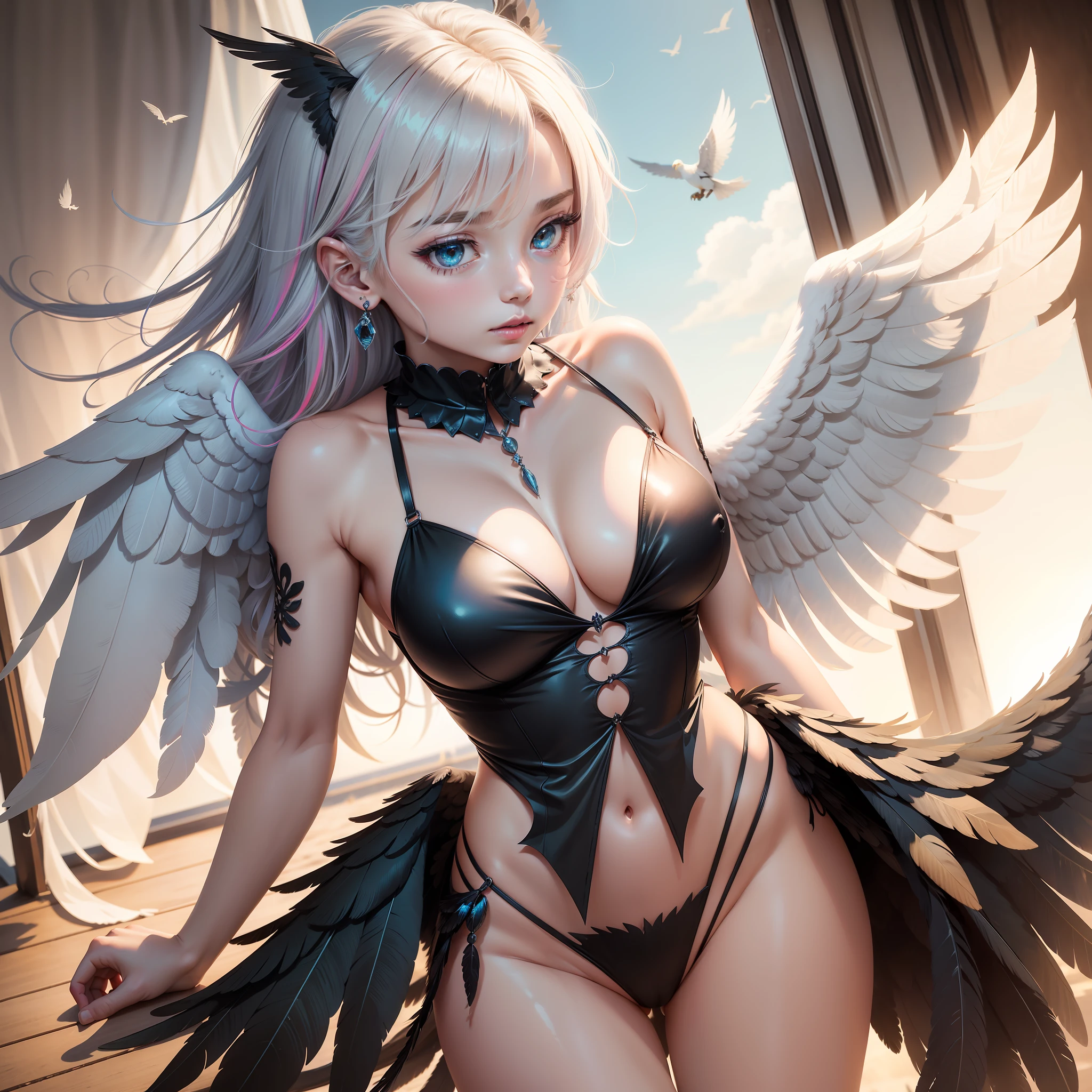 1girl,angel,angel_and_devil,angel_wings,asymmetrical_wings,bird_wings,black_wings,blue_wings,breasts,brown_wings,cleavage,dove,eagle,earrings,feather_trim,feathered_wings,feathers,glowing_wings,halo,harpy,head_wings,jewelry,large_wings,low_wings,mechanical_wings,medium_breasts,mini_wings,multicolored_wings,multiple_wings,pegasus,pink_wings,single_wing,solo,spread_wings,talons,white_feathers,white_wings,winged_arms,wings,yellow_wings,kishin_sagume