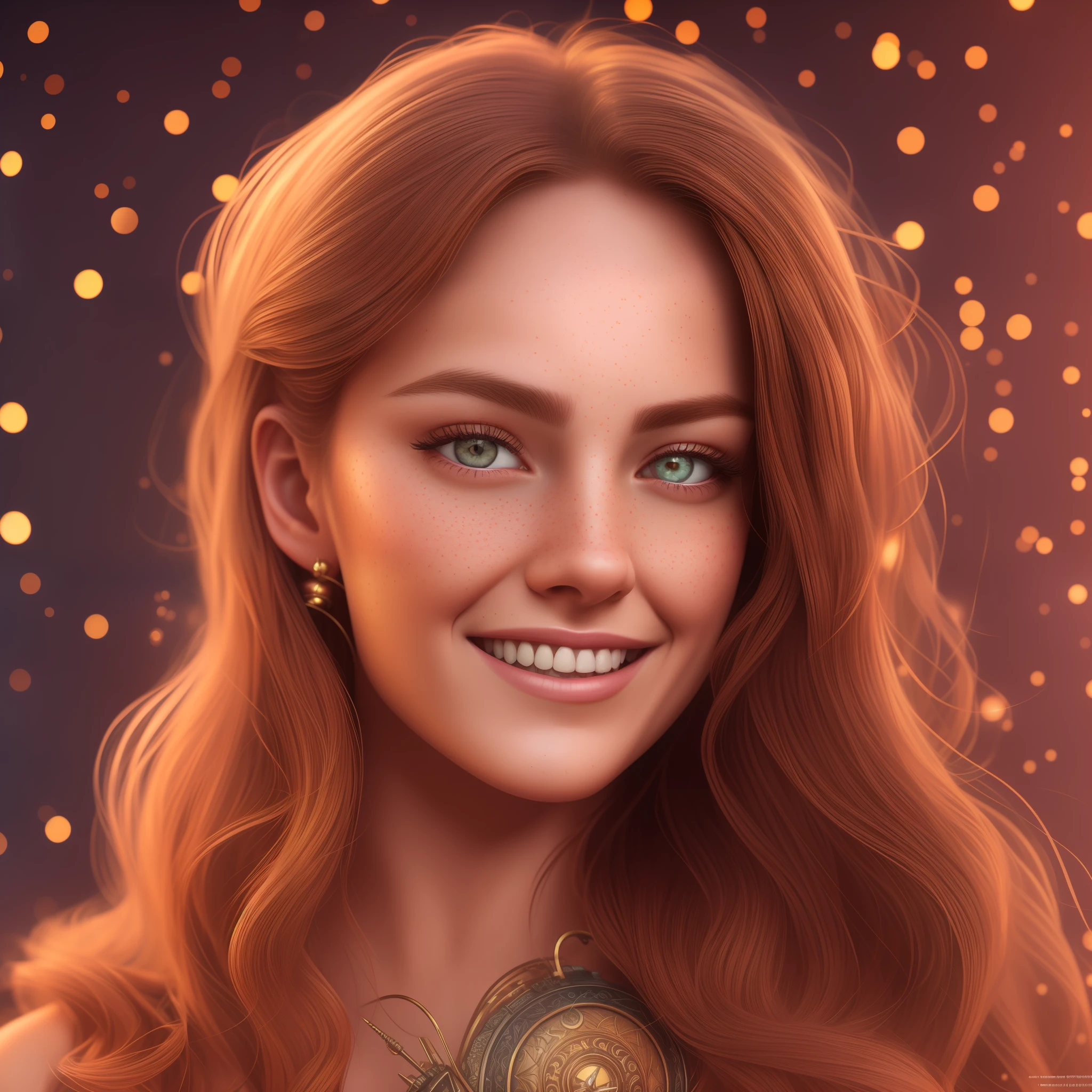 hyper realistic, ultra detailed photograph of a woman, smiling, cherry Red room, shiny, spotlight, fractal details, depth of field, HOF, hall of fame, detailed gorgeous face, realistic environment, natural body posture, professional photographer, captured with professional DSLR camera, trending on Artstation, 64k, ultra detailed, ultra accurate detailed, bokeh lighting, surrealism, vintage, retro, vector art, Thomas Kinkade background, urban, ultra unreal engine, WLOP, Pauline Voß, Pascal Quidault, , Christian Schob, Martina Fackova, intricate, epic, freckles, peach fuzz, detailed mascara