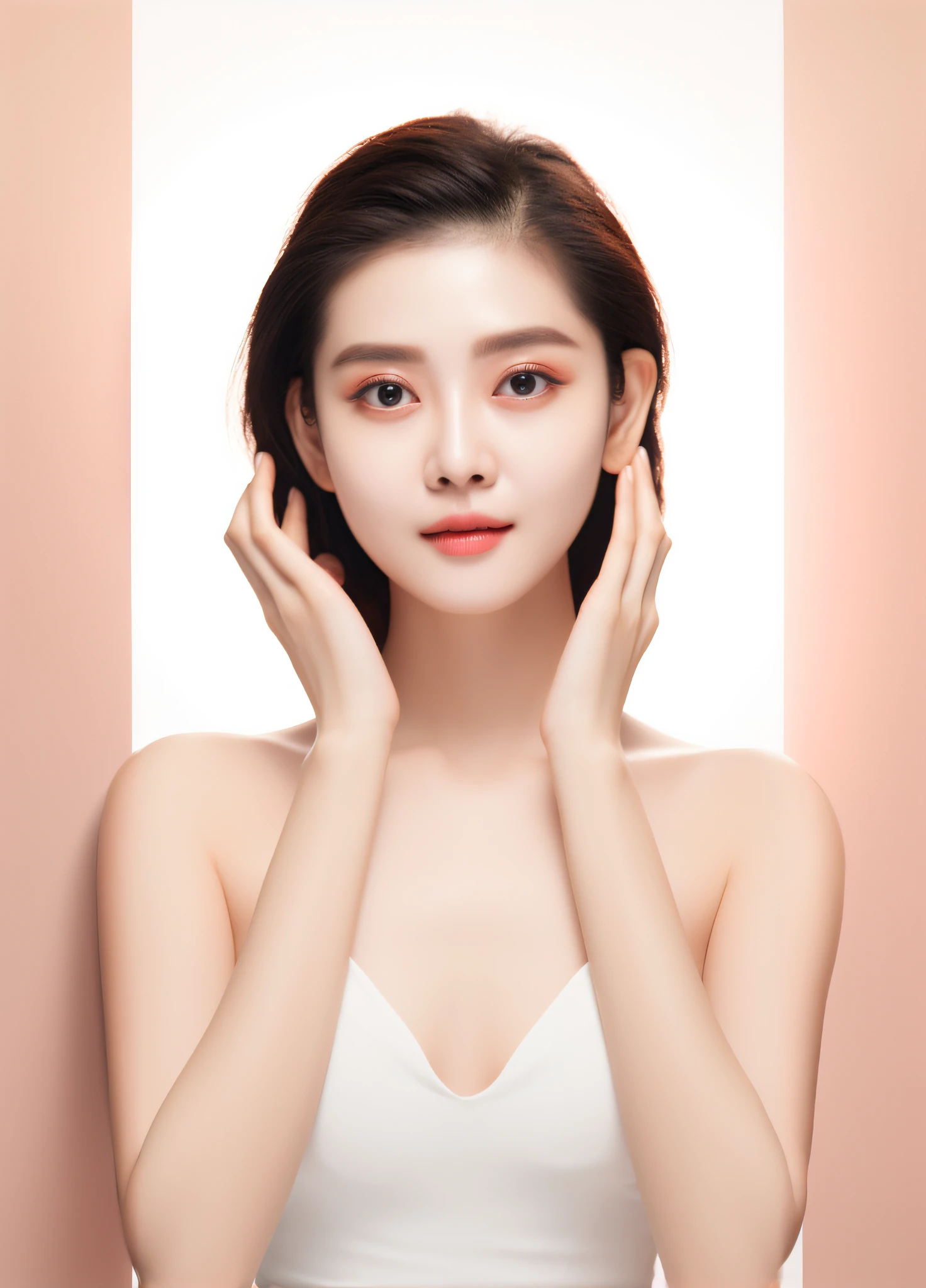 Alawi woman in white blouse and black hair poses for a photo, Korean symmetrical face, transparent vibrant glowing skin, Beautiful young Korean woman, woman with porcelain skin, Gorgeous young Korean woman, beautiful aesthetic face, young lovely Korean faces, young beautiful woman, Korean face features, beautiful Korean women, Milky white skin, Korean woman, asian beautiful face