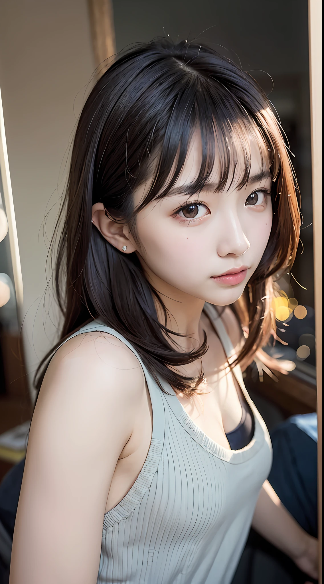 1人、Women around 20 years old、Fashionable clothes、a picture、realisticlying、top-quality、adopt、A detailed face、细致背景、diffuse sunlight、depth of fields、独奏、Angle of view whole body、Moderately sexual