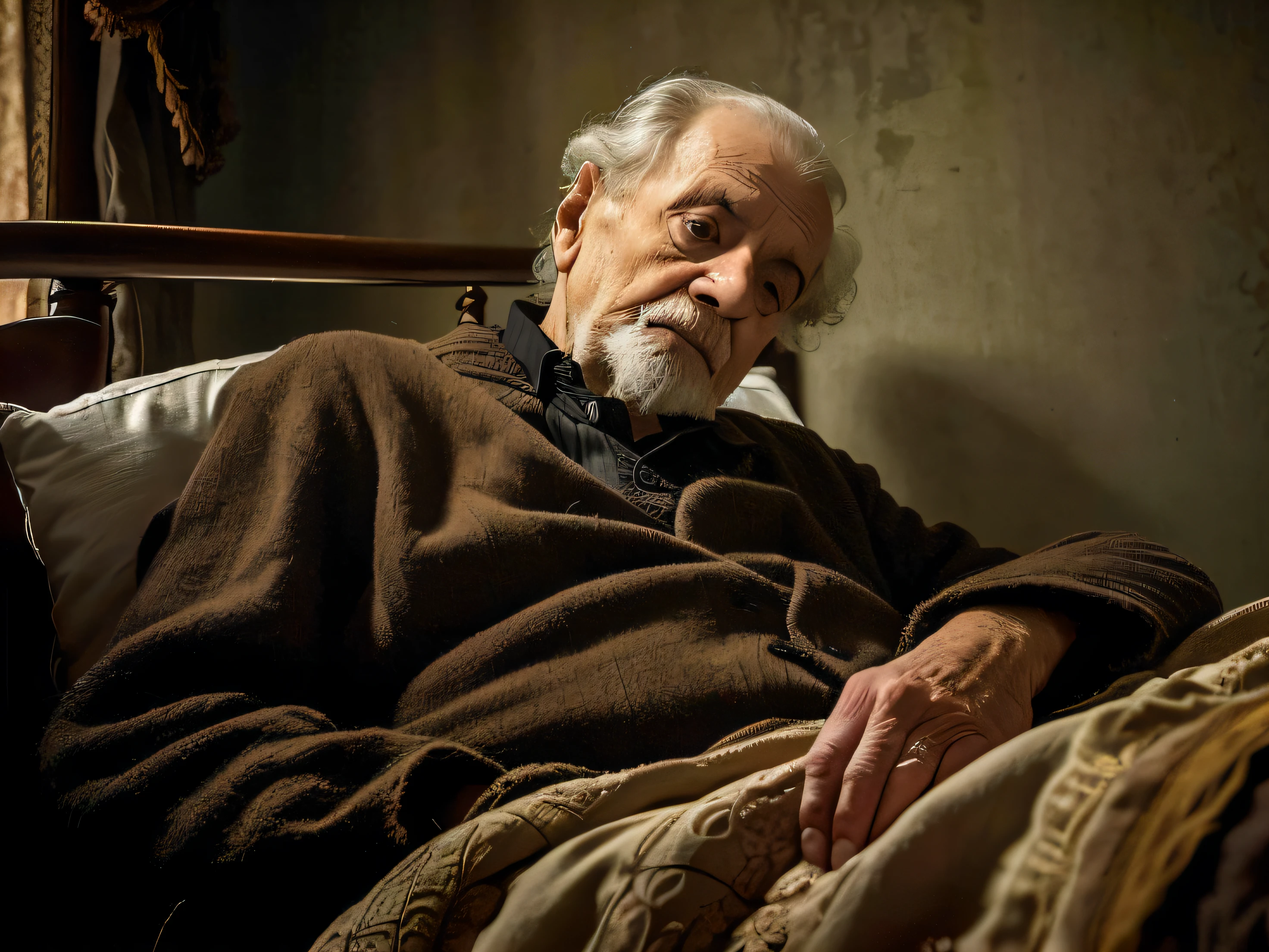 um velho deitado na cama de olhos fechados, frail, Directed by: Jozef Czapski, foto do retrato de um homem velho, O olhar de um idoso, Directed by: Grzegorz Rutkowski, Directed by: Fabien Charuau, retrato do homem velho, Directed by: Ludwik Konarzewski, Directed by: Artur Tarnowski, Lar