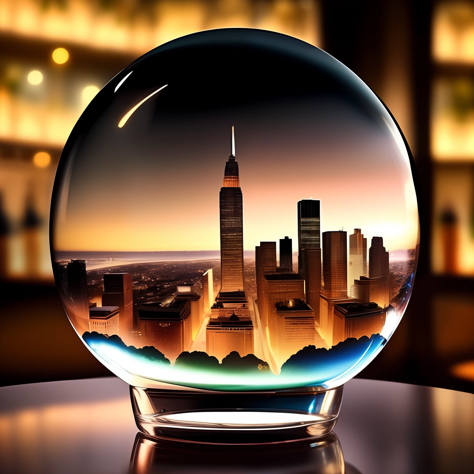 a detailed drawing of a girl looking at a city inside a glass bubble, anime line, Encapsulated