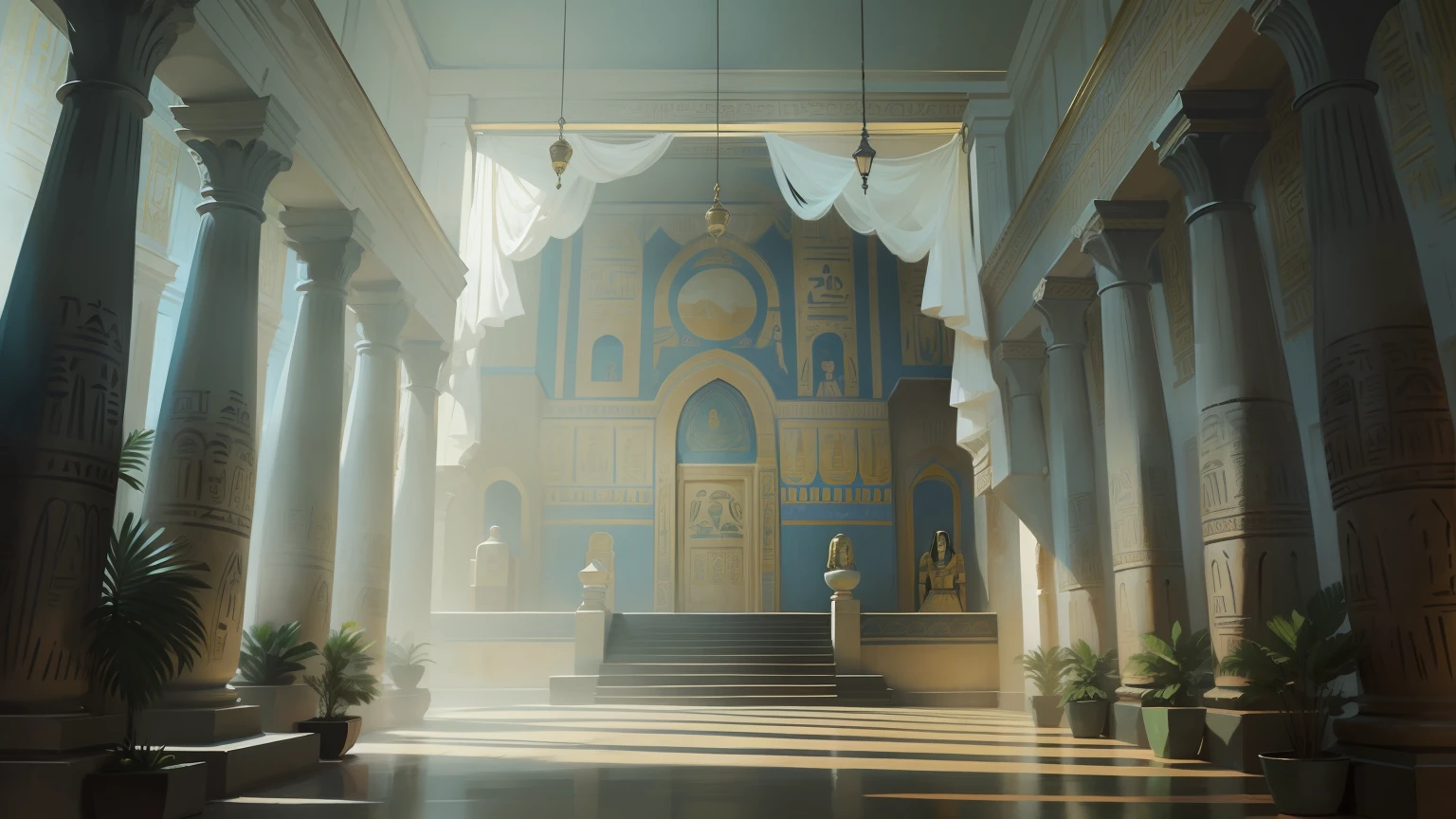egyptian style,hall,illustration art,