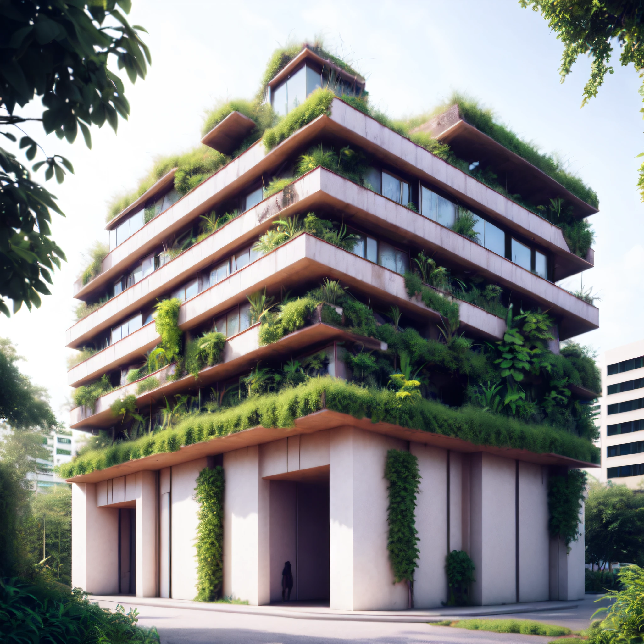photo, building with a lot of plants growing on it (Overgrown style:1)