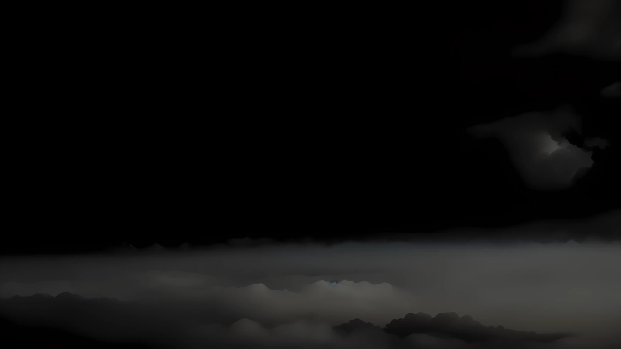 A pitch-black space,Unknown places,The dark space is surrounded by clouds
