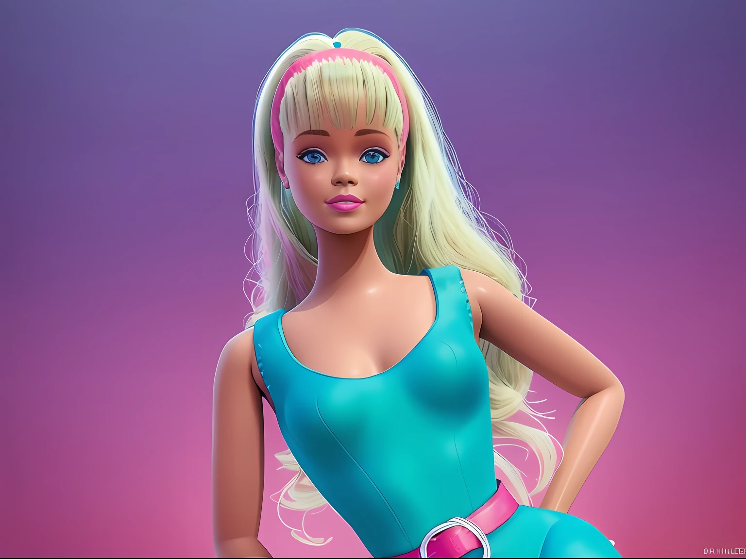 (obra maestra, La mejor calidad), (Rihanna como Barbie), (rihanna face:1.2), Rihanna, blonde hair , Altas Resoluciones, (8k, foto RAW, highest qualityr), hiperrealista, ....3d, centrado, (TS_Barbie), Plano medio, (cuerpo completo:1.2), a cartoon girl in a blue jumpsuit and pink belt in the style of pixar, (Perfect lighting and composition:1),Soft lighting, (High detail, 8K resolution:1), HDR:0.7, Cara detallada, perfecto, (dynamic), pose, (alta calidad:1.2), plastic skin, ((brillante:1.3)), They are smiling, (profundidad de campo:0.8), 50mm, Film grain:0.7, fujifilmXT3, Cara de enfoque, (triste:1.2), mirando al espectador, ojos detallados, Cara detallada, particles floating, analog style, Beautiful, maquillaje ligero, lipstick, (cintura y muslos gruesos:0.6), amazing composition