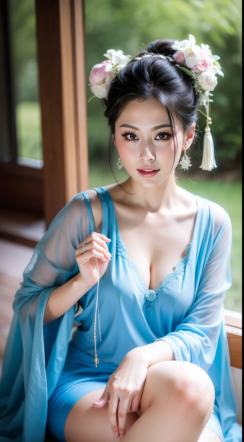 Fashion model 20 years old [[[[closeup cleavage]]]], [[[[boobgasm]]]], [[[[coll]]]], [[[[bshoulders]]]], perfect  eyes, Perfect iris，perfect lips，perfect teeth，Perfect skin，Long face，Soft front light，hdr，Movie girl，Casual，The background is indoors，（pastel colour：1.2）