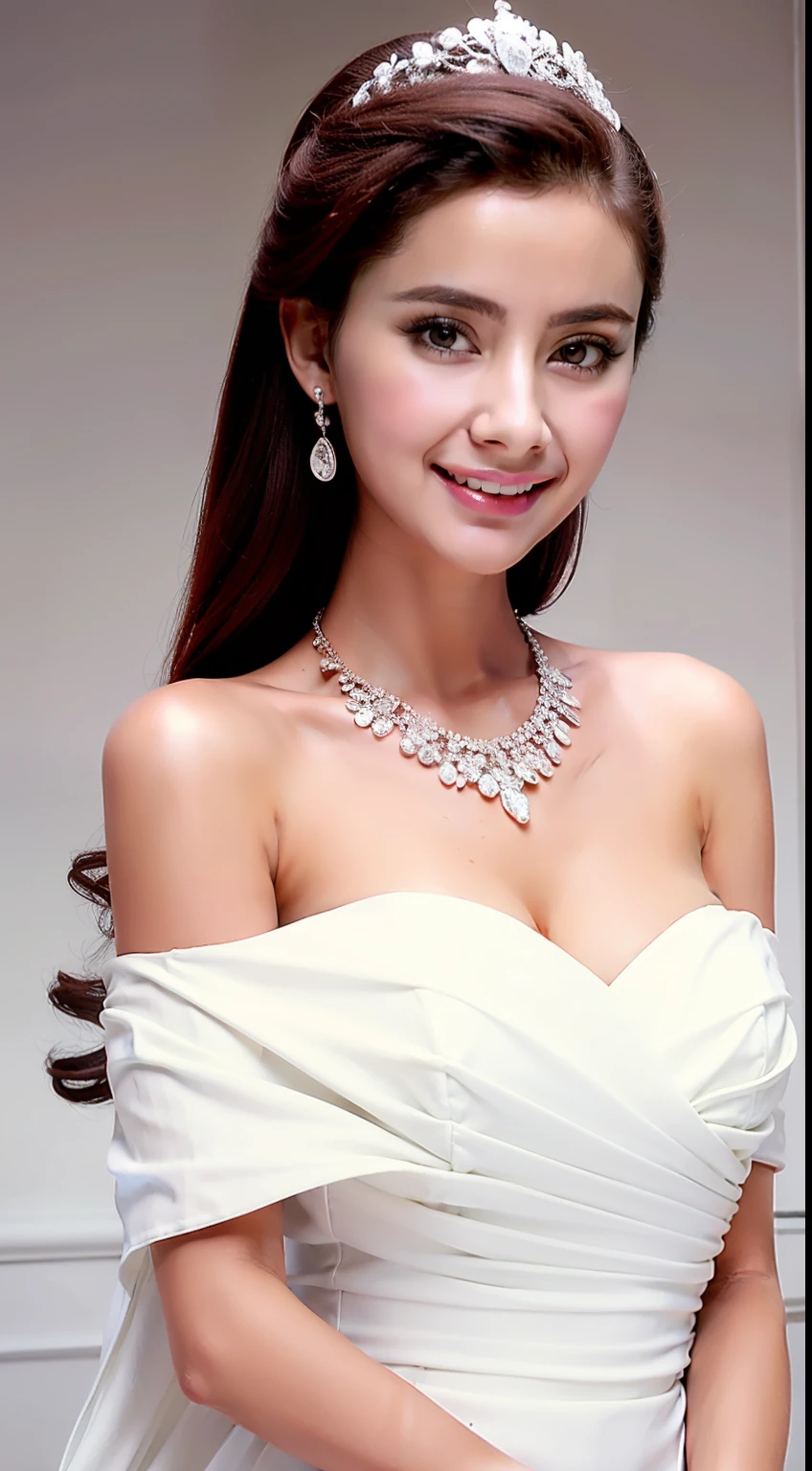 Fashion model 18 years old [[[[closeup cleavage]]]], [[[[boobgasm]]]], [[[[coll]]]], [[[[bshoulders]]]], perfect  eyes, Perfect iris，Perfect lips，perfect teeth，Perfect skin，Long face，Soft front light，hdr，Movie girl，long whitr hair，Long hair with a shawl，evening formal robes，The background is indoors，（pastel colour：1.2）