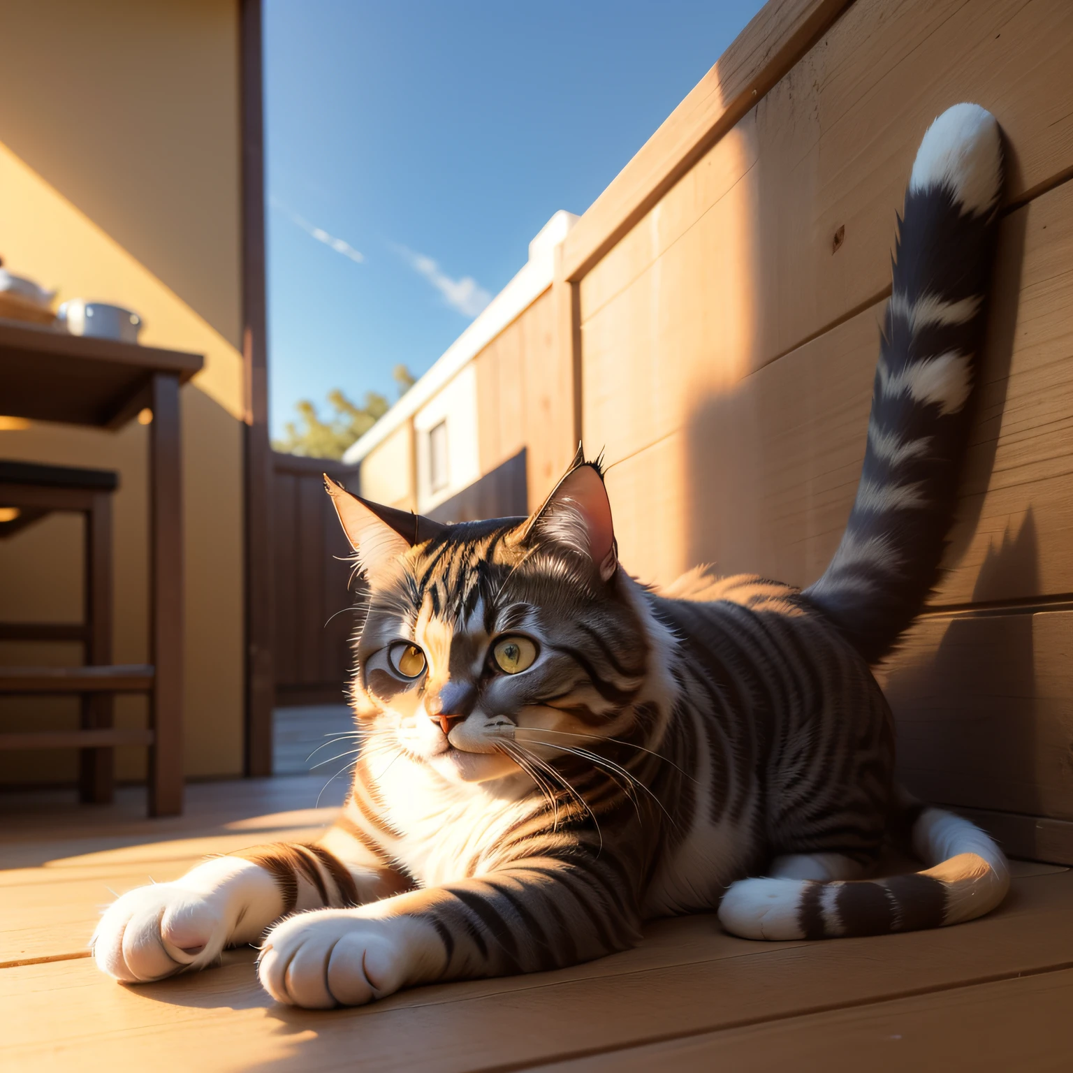 Cat basking in the sun