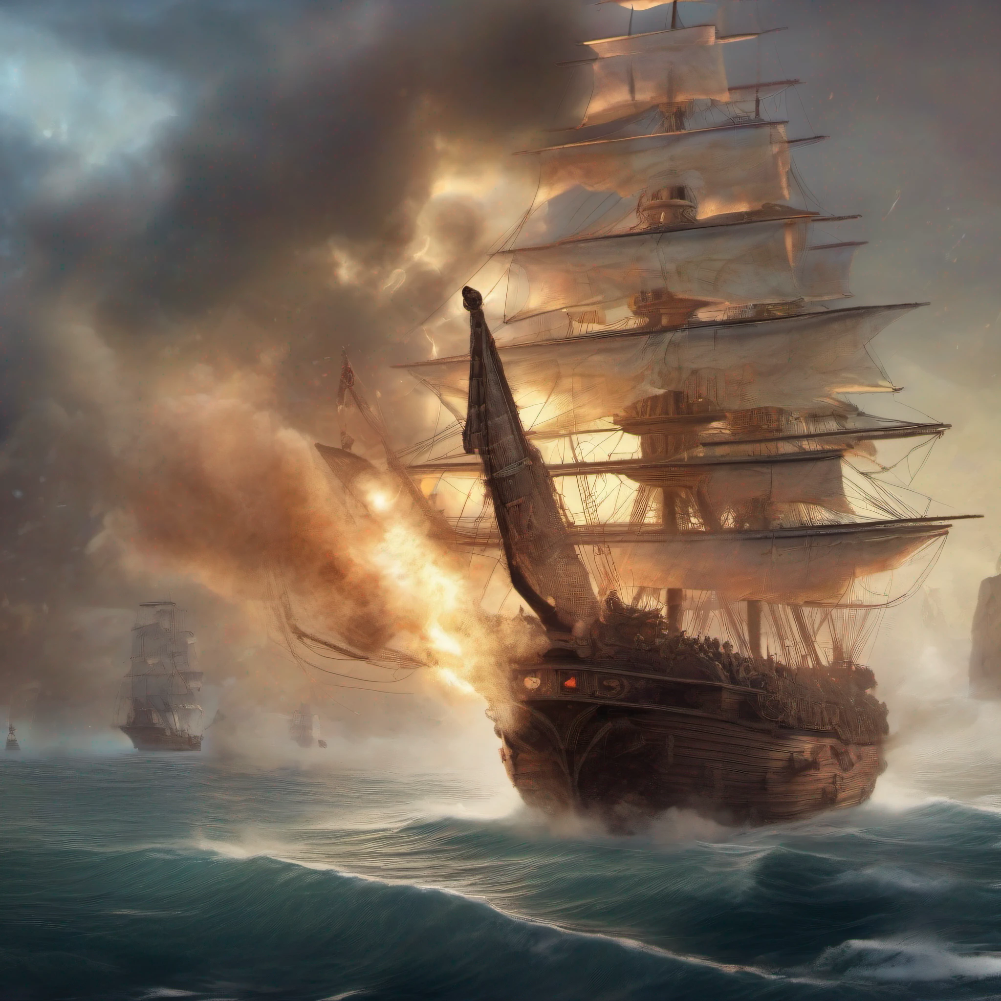 ship firing cannons