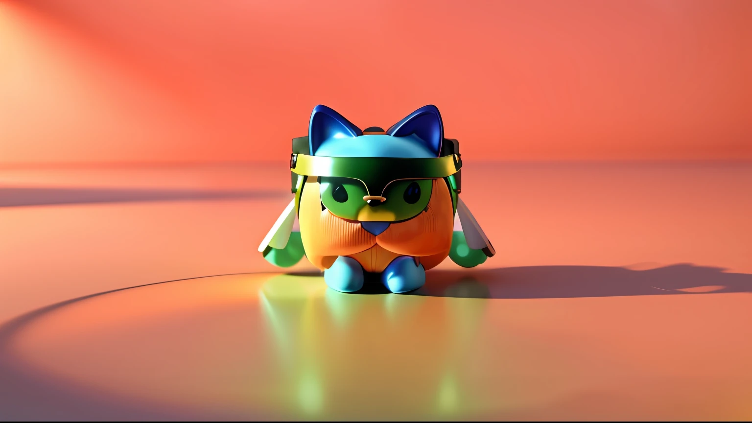 Cute cat 3D image of blind box animal，Greenish-orange，fashionable and trendy，Carrying a school bag，athletic sneakers，Rounded figure，Holographic electronic screen，Delicate facial features，holograph，full bodyesbian，Cute cat's paw，three view cartoon image，Generate a positive view，the sideview，Back view three views，maintainingconsistency and unity，the background is clean，natural soft light，8K，best qualtiy，super detailing，3D，C4D，Blender，OC rendering，k hd，super detailing