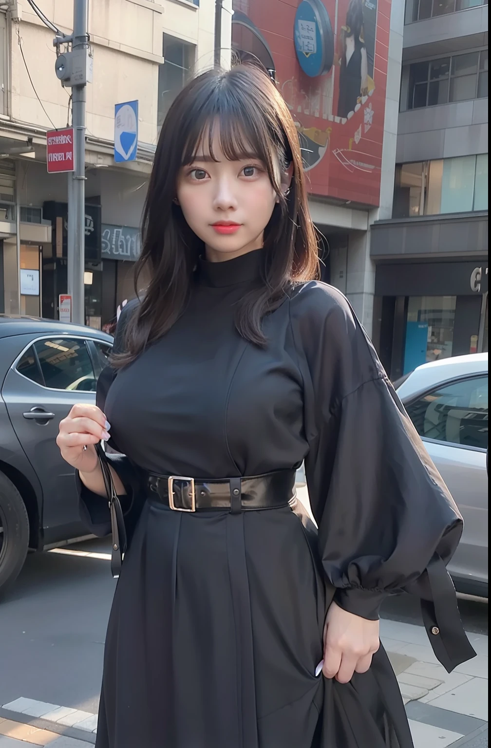 Hinata hyuga A woman in a black dress was standing in the street. Her hair was riven. He looked at the camera. Her breasts copied to look so big and round. She looks beautiful and realistic