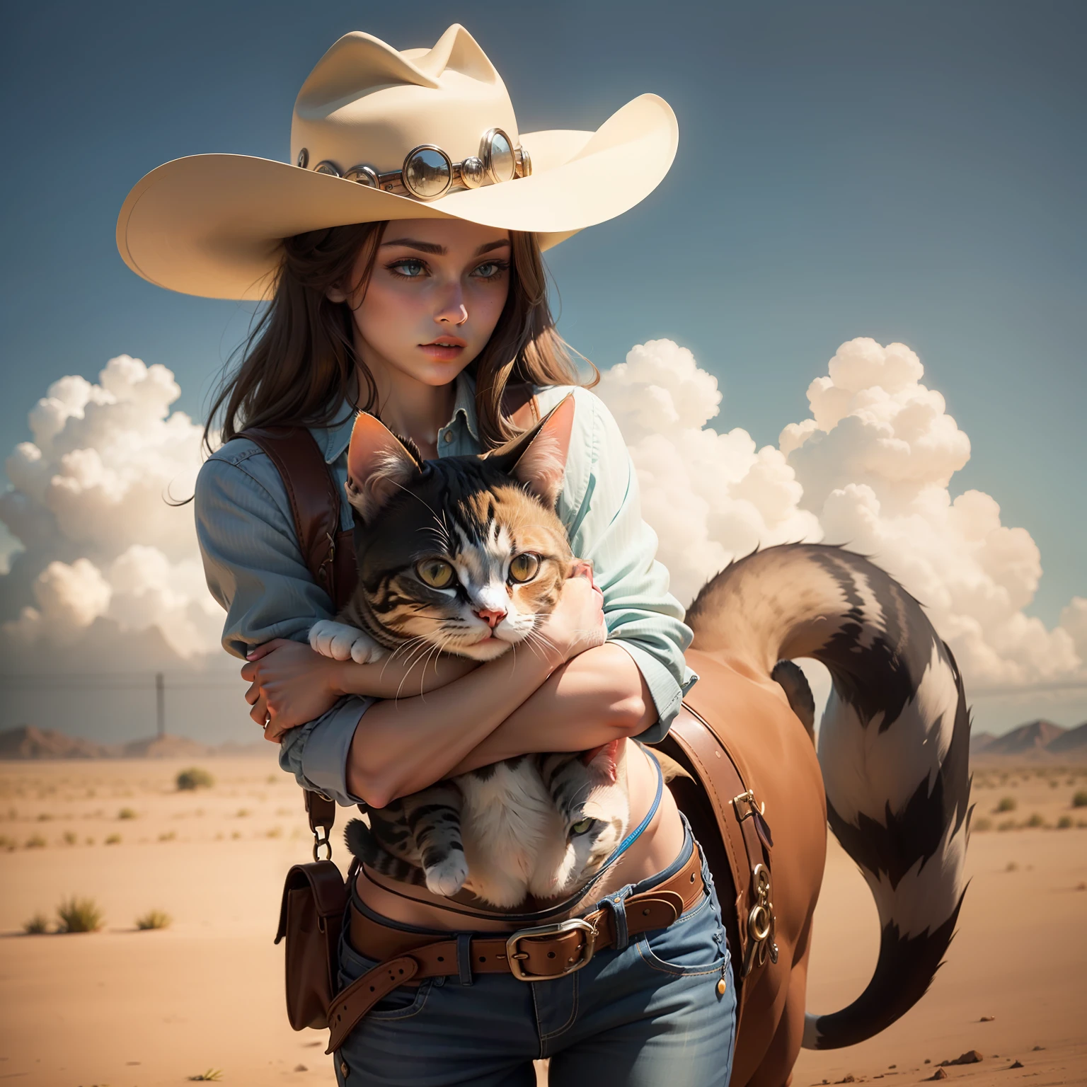 Cat with animal cowboy hat