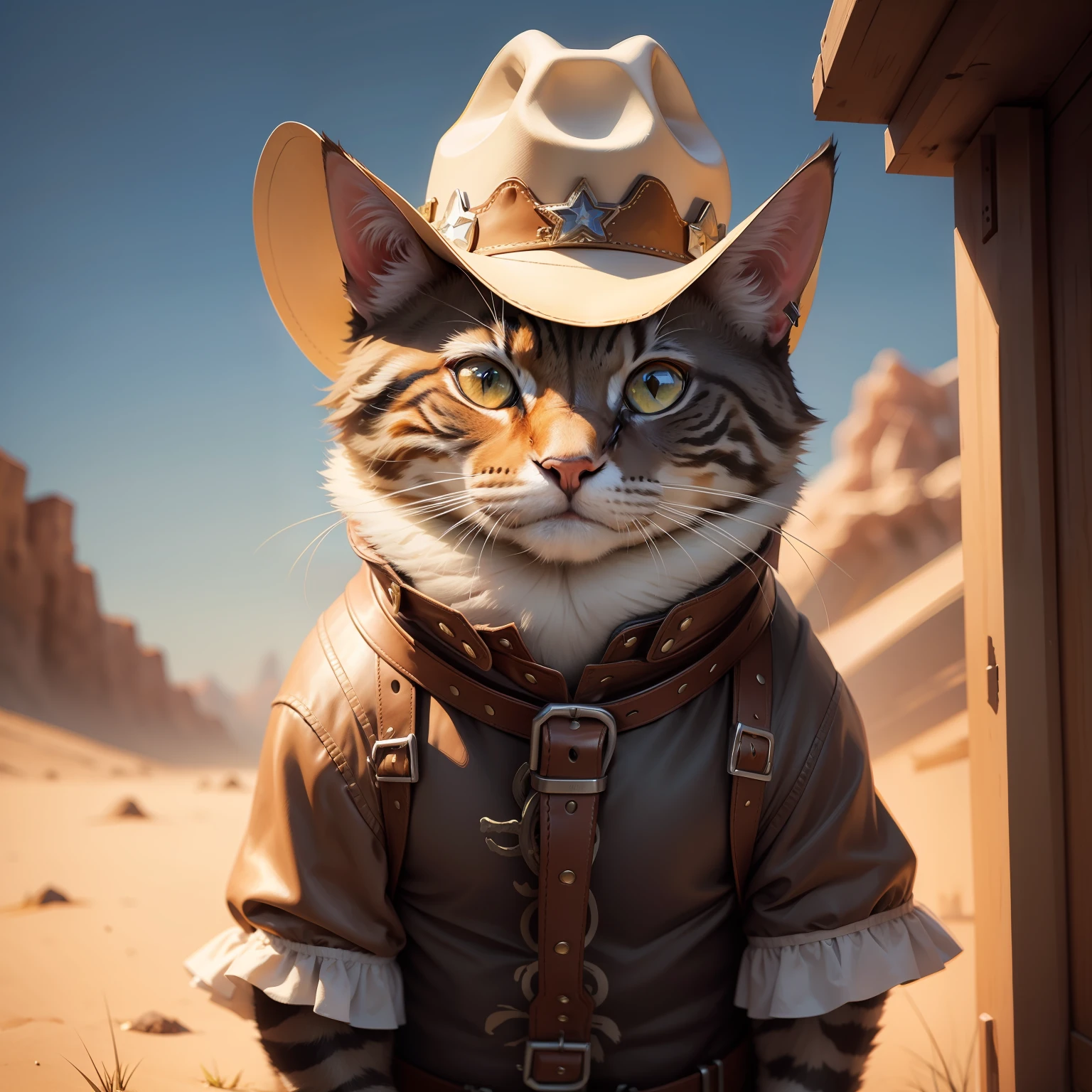 Cat with animal cowboy hat