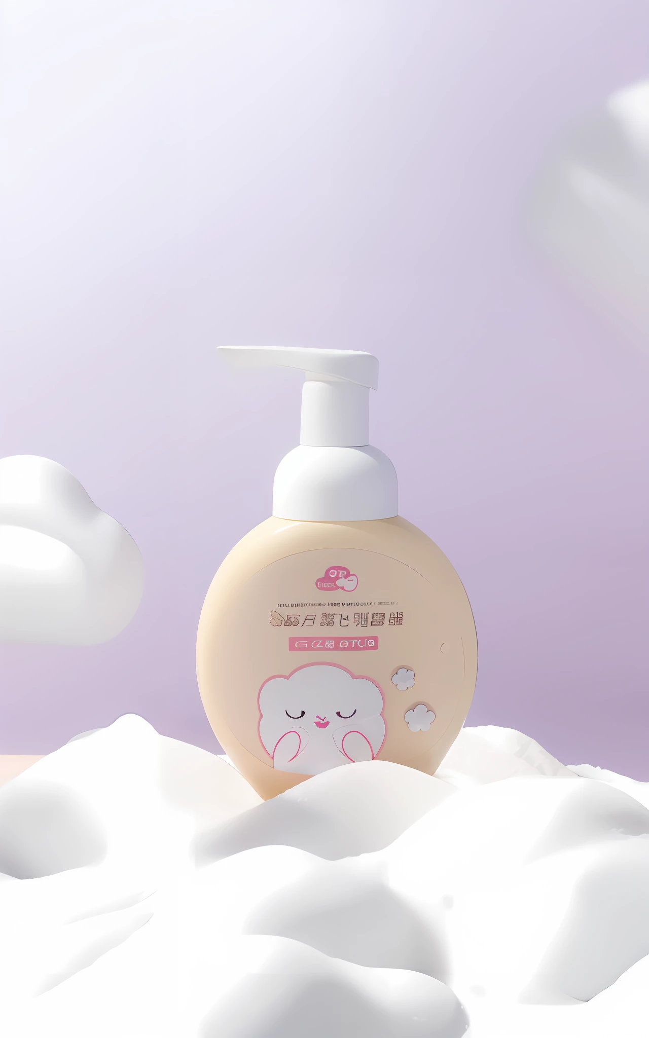 There was a bottle of baby lotion sitting on the snow bed, Product photo, product image, product introduction photos, Official product image, author：tooth wu, high quality topical render, bubbling skin, Wash, ProductAdvertisements, author：Shitao, zun, cream-colored, product, shaxi, soap, professional product photo, product - view, Detailed picture