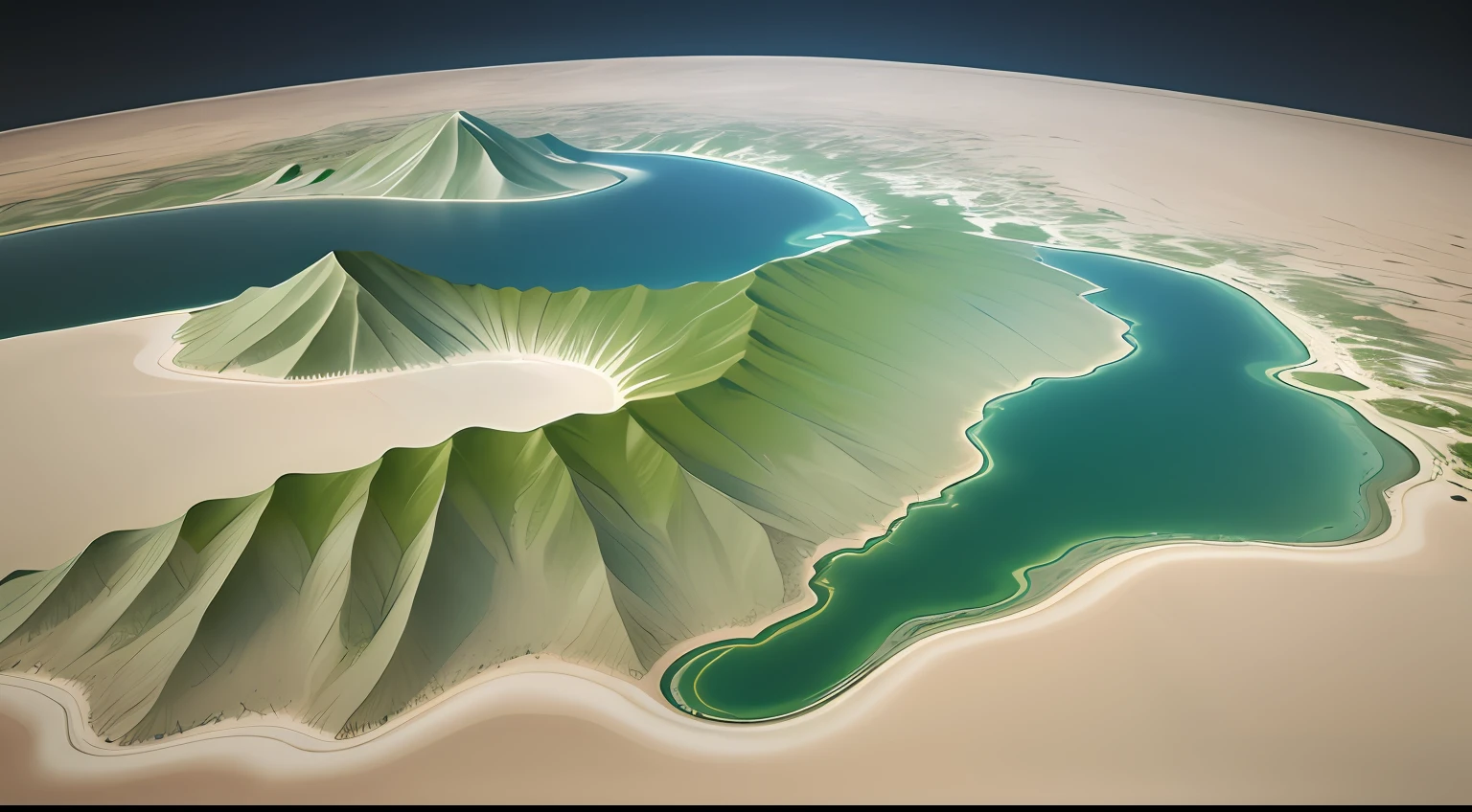 Spatial images,Tremendously beautiful,no trees,swoop,Side angle,3D,Geological topographic map
