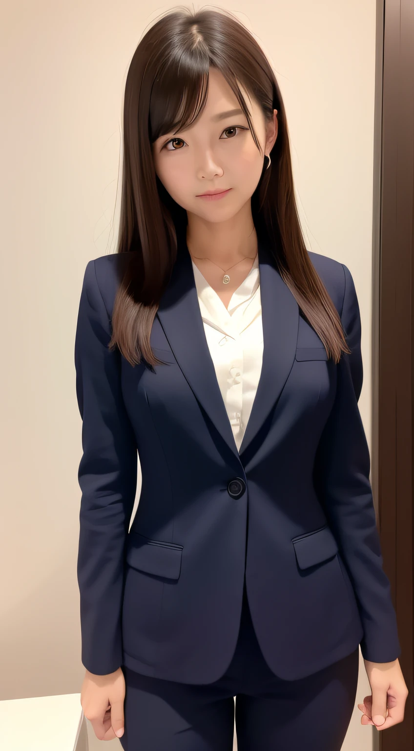 top-quality、​masterpiece、ultra res、cute girl face、Office Lady、wears a suit、full bodyesbian、Famous actresses of Japan、very beautif