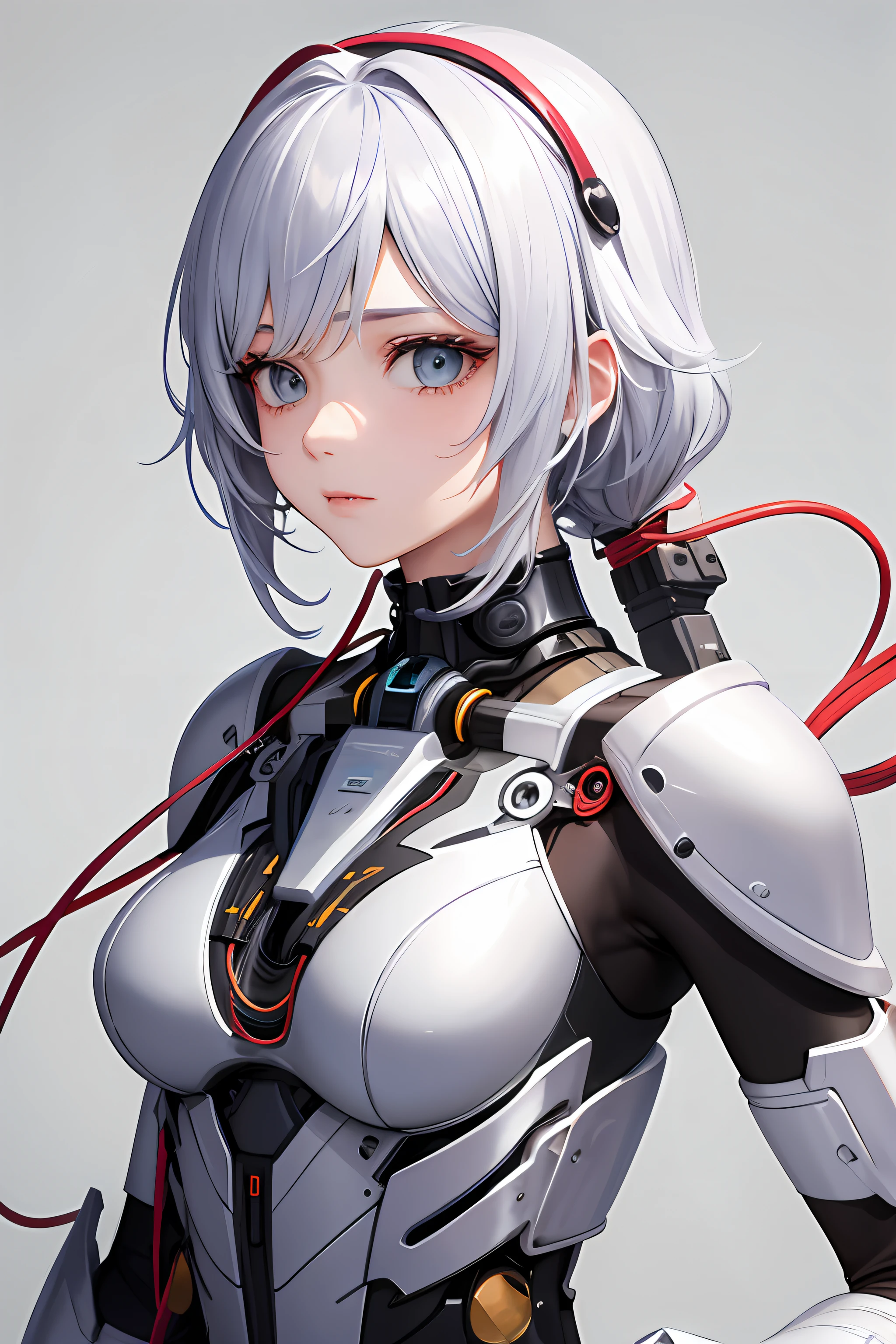 (tmasterpiece,top Quority,best qualtiy,offcial art,Beauty and aesthetics:1.2),(1girl:1.3),Extremely detailed,plethora of colors,Most detailed((ultra - detailed)),(highly detailed CGillustration),((very fine and beautiful),(From the side Side),cinematic lighitnglamplight,((1 mechanical girl)),solo person,full bodyesbian,(Machine-made joints:1.2),((Mechanical limb)),(Blood vessel attached to tube), (Mechanical vertebrae are attached to the back),((The mechanical cervical vertebrae are attached to the neck)),(sitted),face expressionless,(Wires and cables are attached to the neck:1.2),(Wires and cables on the head:1.2)(Character focus),Science fiction,White background,(bloods:1.5)Draw a girl holding a knife,Use detailed shadow effects in flat anime style,Clean anime lines,And give anime painting style and cute artistic sense,Presents beginner art style and simple coloring techniques。