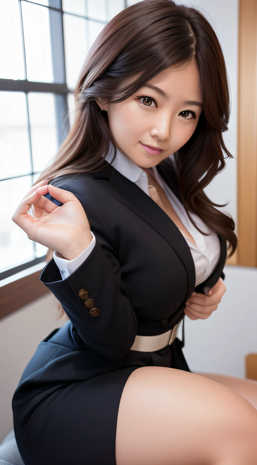 top-quality、masterpiece、ultra res、cute girl face、Office Lady、wears a suit、full bodyesbian、Famous actresses of Japan、very beautif、A sexy
