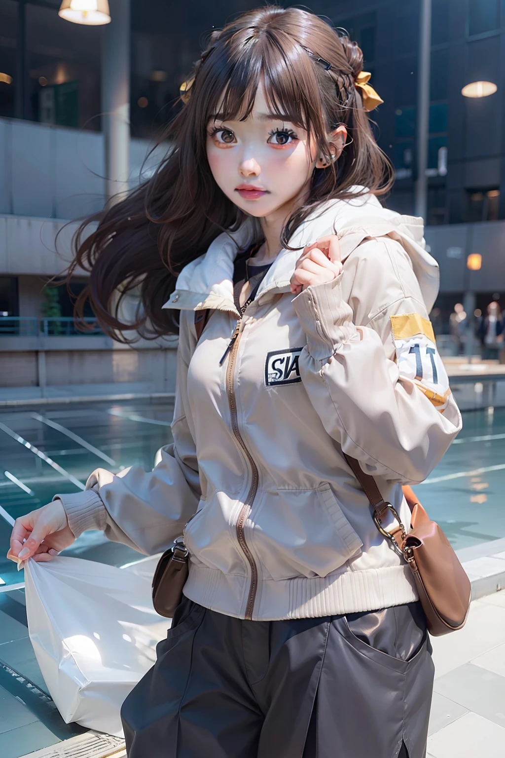 1girl, hyuga hinata, brown whita, hair black, realistic, ultra detail