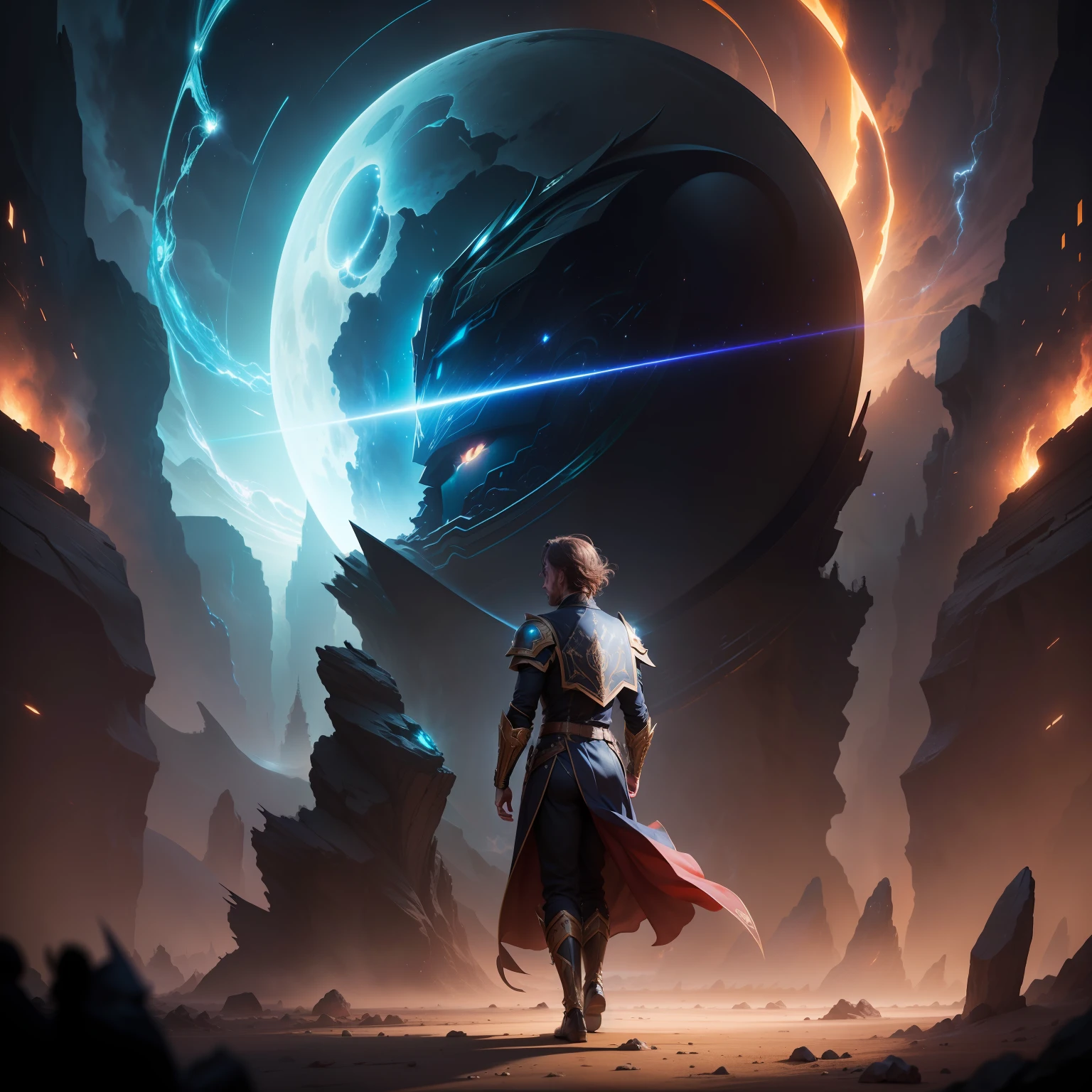 photo, portrait, of Gevurah [a discovery of a wormhole leads to new worlds|a cursed prince must marry a void], [scifi:fantasy:0.6] cinematic Lighting, detailed background, centered, styled in Michael Bay, insanely detailed, high definition , concept art , digital art , vibrant, (the most beautiful art in the world:1.2),(V0id3nergy:1.3)