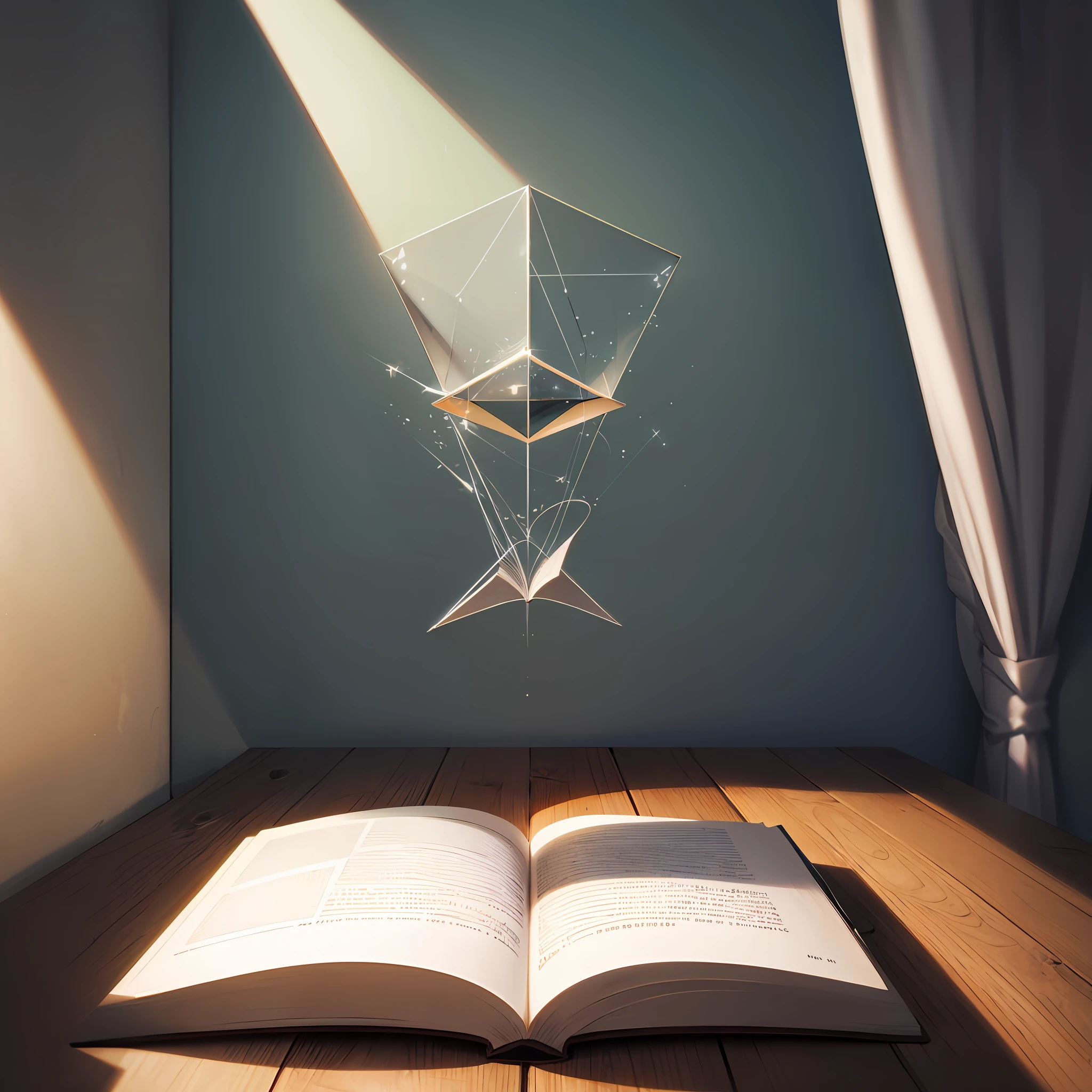 An open book,ray of lights,Lines and geometry