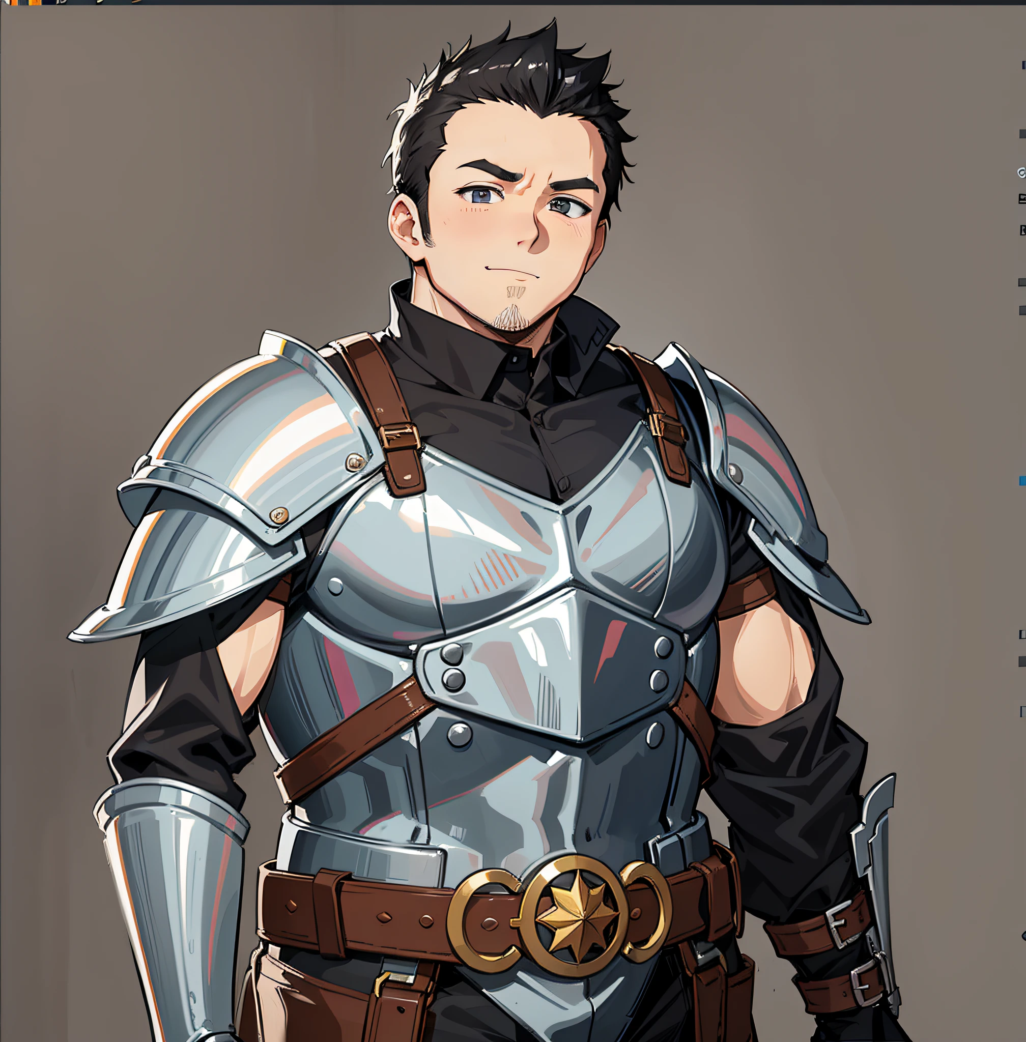 anime screenshot A 30-year-old nerdy-looking fat guy in a mohawk is staring at us with a sly smile。Fine line art 2020s anime