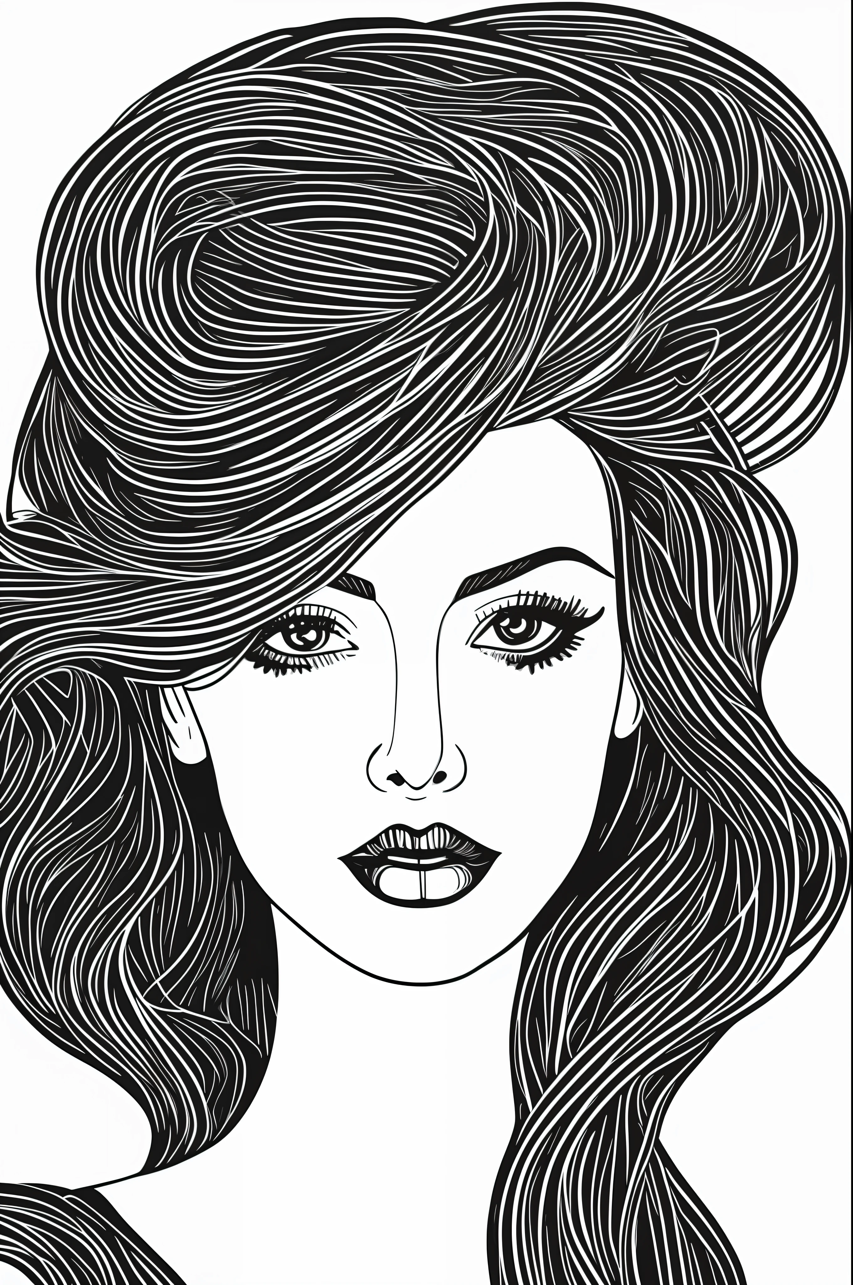 a black and white portait, beautiful sexy naked woman, vector line - art style, illustration black outlining, illustration line art style, thick vector line art, line art portrait, exquisite line art, line art illustration, in style of digital illustration, vector line art, outlined art, vector style drawing, bold line art, glowwave girl portrait, thin line art