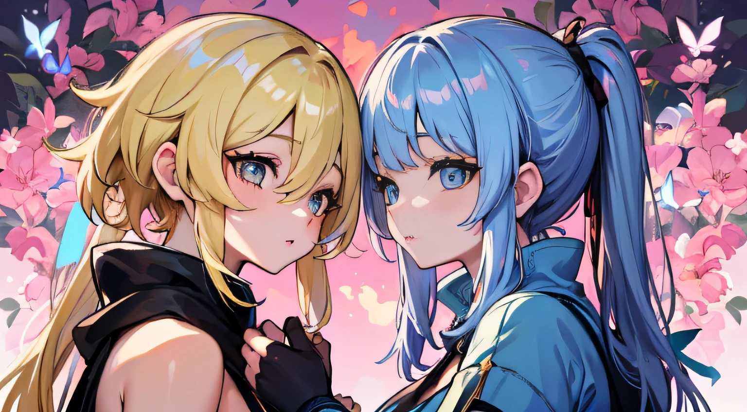 full entire body, (2 Girls 1.4), (1st person using Lumine Genshin Impact | Lora 1200 characters), (The 2nd person uses lora2 Kamisato Ayaka Genshin Impact | Lora Character 1506)Two women were sitting on the floor and one was holding a knife in hand.............................................................., One woman carries another woman.............................................................., Sit with your wrists together.............................................................., Two beautiful girls in love, Two women.............................................................., Lesbian Art, Homosexual girl groups, Handshake, vector art illustration, flat illustration, Flat shading illustration, Lie down with your wrists together.............................................................., two girls, lesbian, Embrace Lesbians,(2:Girls together...............................................................), (NSTDA.:1.2), (10, beste-Qualit, master-piece: 1.4), ultra-high resolution, (lifelike, photorealistic portrait: 1.48), 25 years old, Cute Girl, (See through the bikini beetle), Famous Japanese actors, beautiful clear eyes, G Cup Big Breasts, long ponytail, Head tilt., cowboy shot, from the side, looking at the audience, expressionless, Beautiful lake, Zeiss 150mm F/ 2.8 Hasselblad, Around the lake there are high mountains surrounded by striped mountains................................................................., Whole body, foot, Ultra-Wide Angle, The backyard is a beautiful sea................................................................................................................... ,