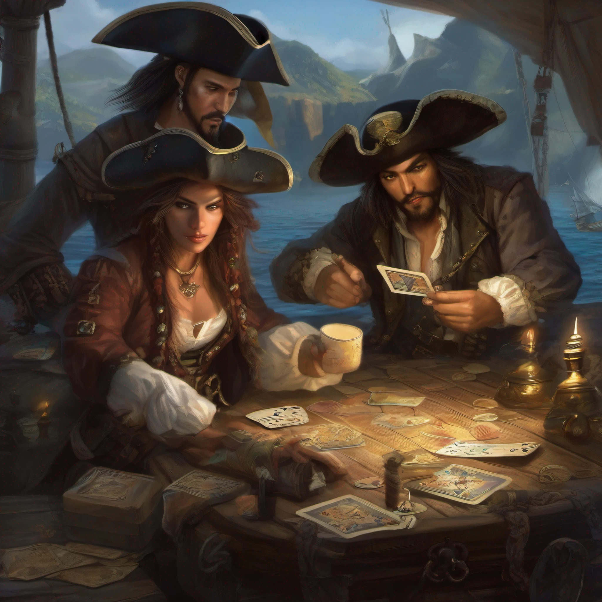piratas jugando a cartas