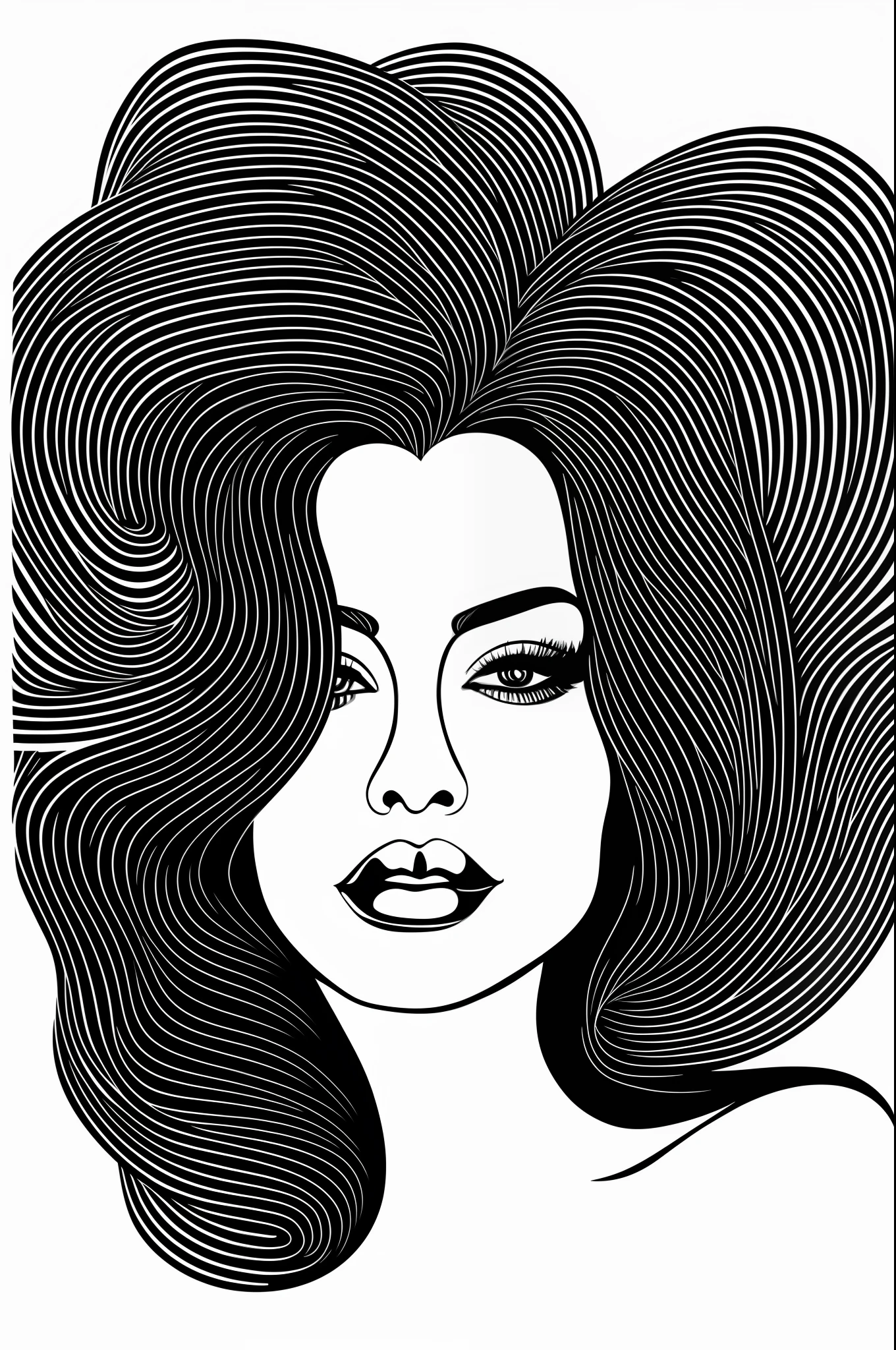 a black and white portait, beautiful extremely sexy woman, sensual body silhouette, vector line - art style, illustration black outlining, illustration line art style, thick vector line art, line art portrait, exquisite line art, line art illustration, in style of digital illustration, vector line art, outlined art, vector style drawing, bold line art, glowwave girl portrait, thin line art